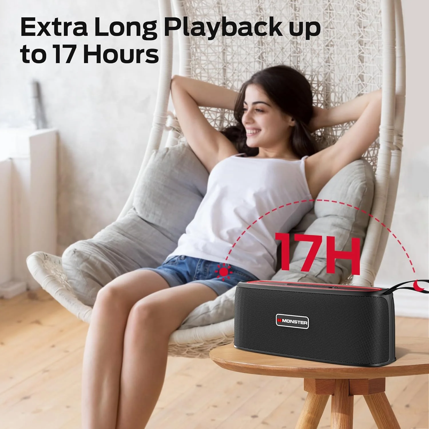 اسپیکر بلوتوثی قابل حمل Monster Shock، اسپیکر بی سیم واقعی، صدای استریو بلند 30 واتی، ضد آب IPX6، 17 ساعت پخش، جفت شدن بلوتوث 5.4 TWS، بلندگوهای فضای باز با دسته اسپیکر بلوتوثی قابل حمل Monster Shock، اسپیکر بی سیم واقعی، صدای استریو بلند 30 واتی، ضد آب IPX6، 17 ساعت پخش، جفت شدن بلوتوث 5.4 TWS، بلندگوهای فضای باز با دسته