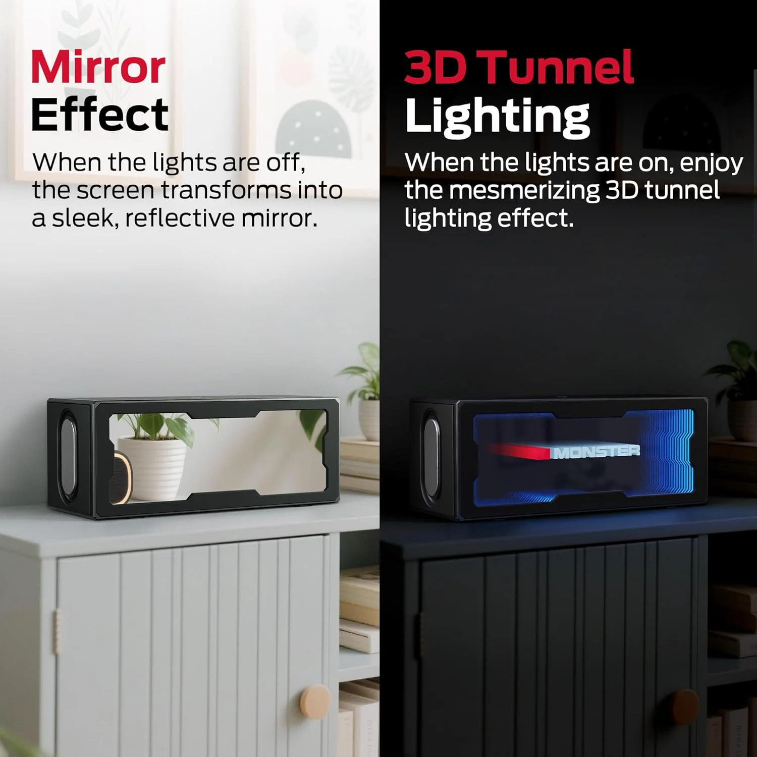 اسپیکر بلوتوثی قابل حمل مانستر با شارژر بیسیم، چراغ خواب LED قابل تنظیم، اسپیکرهای بلوتوثی بیسیم دوگانه 10 واتی، مناسب برای خانه و اتاق خواب اسپیکر بلوتوثی قابل حمل مانستر با شارژر بیسیم، چراغ خواب LED قابل تنظیم، اسپیکرهای بلوتوثی بیسیم دوگانه 10 واتی، مناسب برای خانه و اتاق خواب