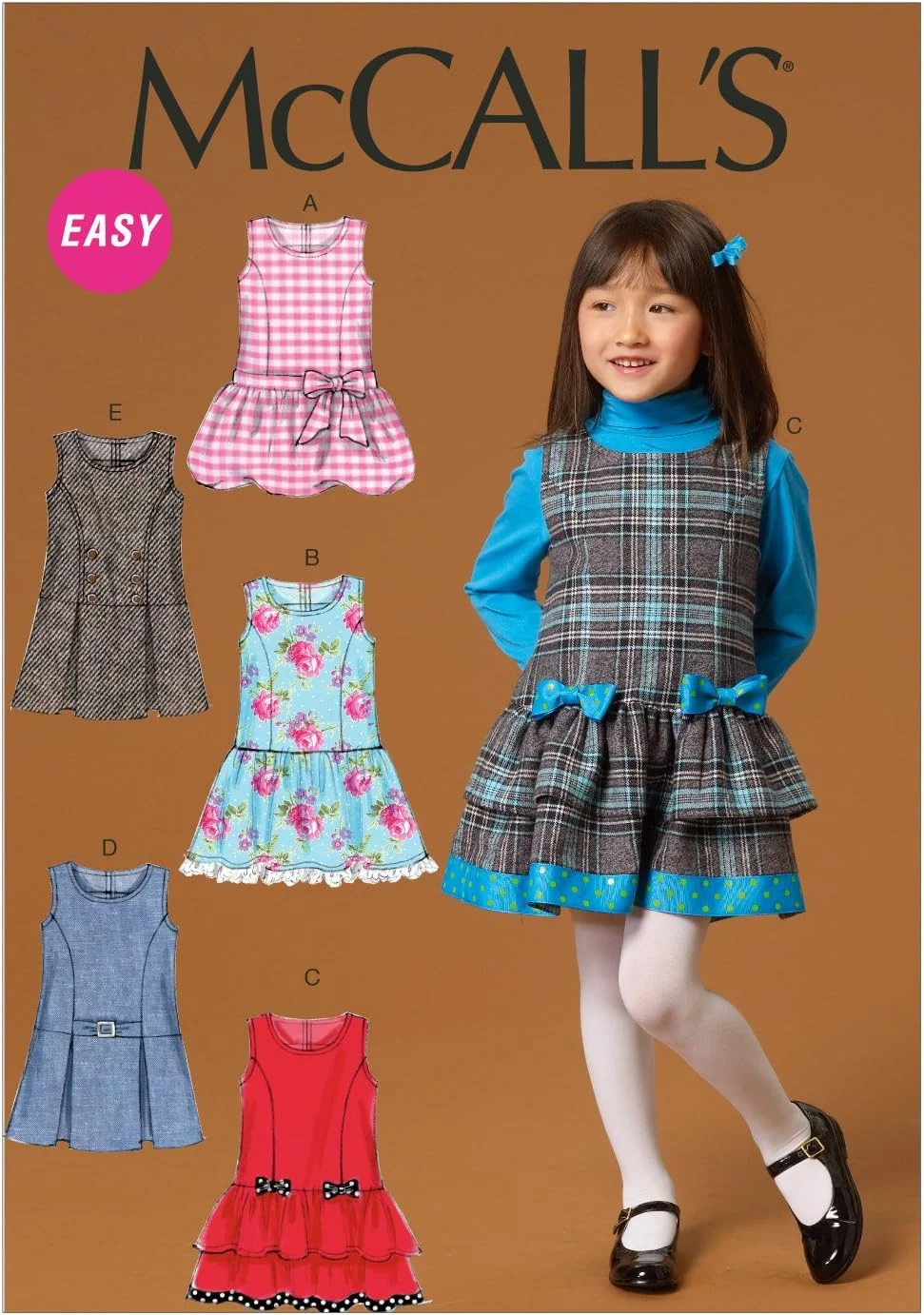 الگوهای مک کالز MC7008 CL، لباس های سرهمی دخترانه/بچه گانه، سایزهای 6-7-8، سفید