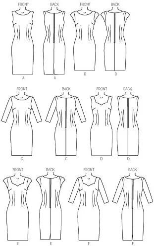 الگوهای خیاطی مک کالز MC7085، لباس های زنانه سایز کوچک، جنس کتان، پشم، A5 (6-8-10-12-14)
