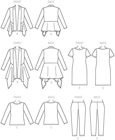 الگوهای خیاطی مک کالز 7204 KK، ژاکت، تاپ، پیراهن و شلوار زنانه، سایزهای 26W-28W-30W-32W