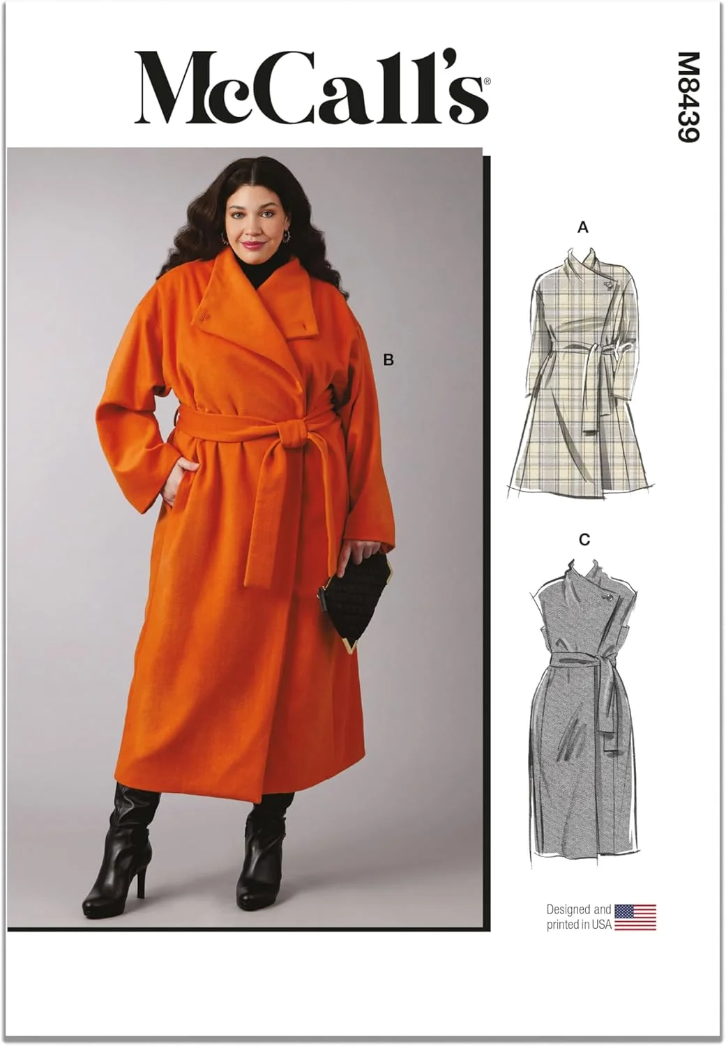 الگوی خیاطی کت و جلیقه یقه ایستاده زنانه مک کال، کد طراحی M8439، سایزهای 30W-32W-34W-36W-38W