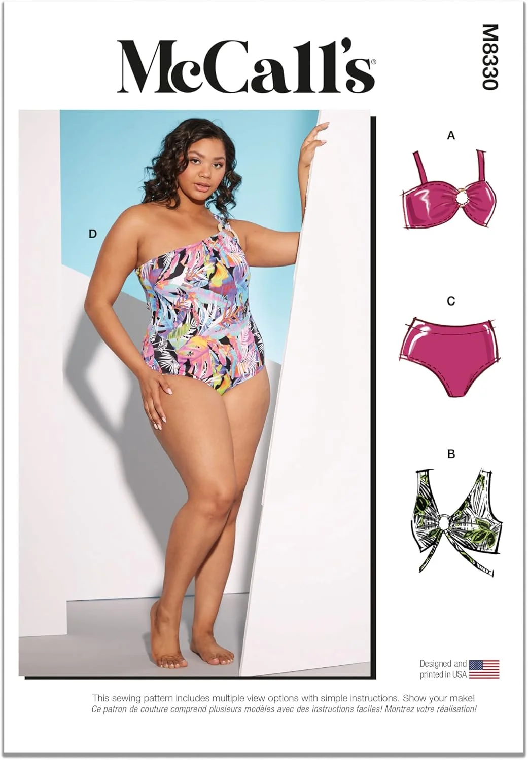 الگوی خیاطی لباس شنا زنانه مک کال، کد طراحی M8330، سایزهای 20W-22W-24W-26W-28W