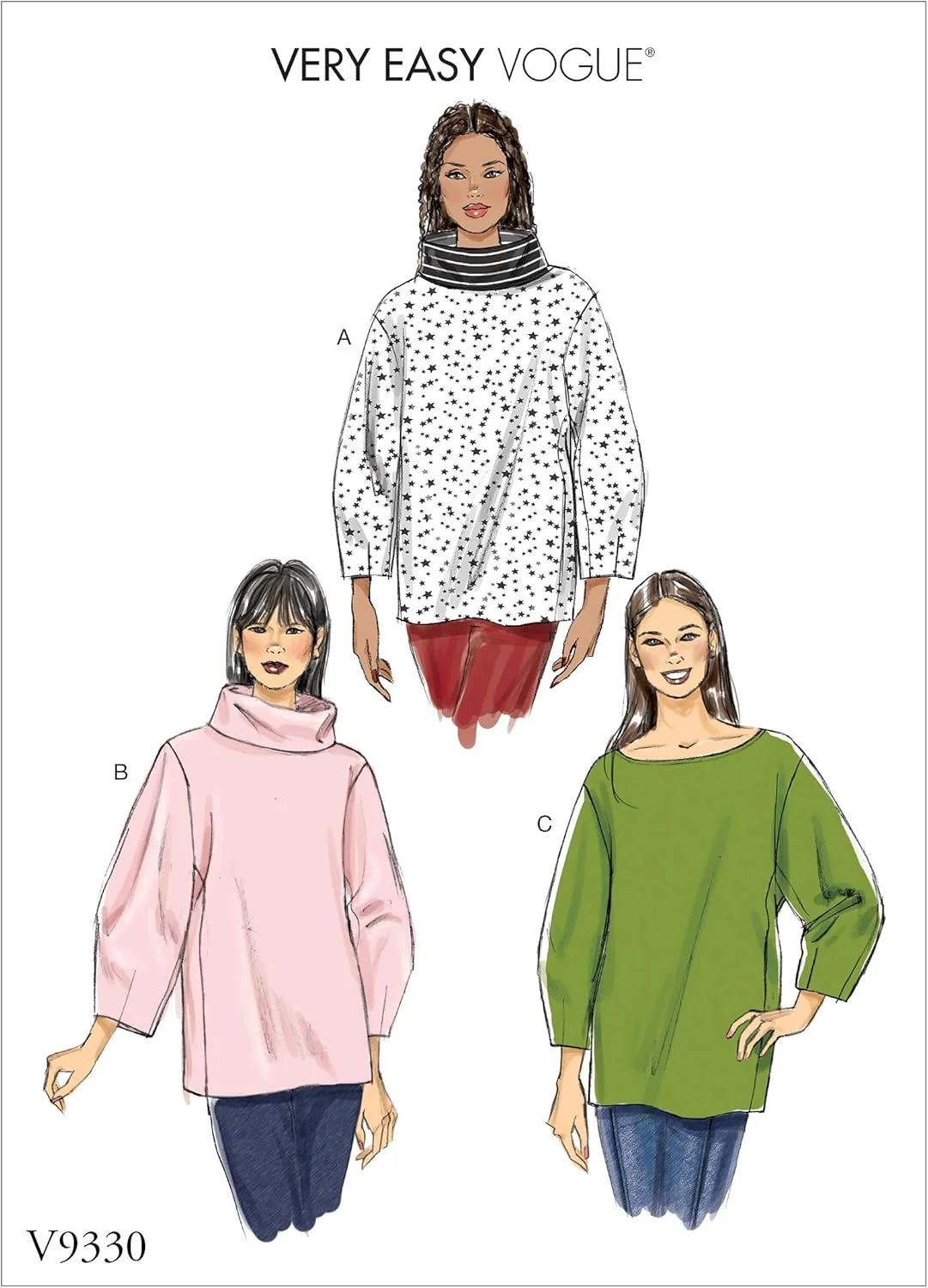 الگوهای خیاطی پیراهن زنانه بسیار آسان و گشاد McCall's V9330OSZ، سایزهای 4-22، سفید