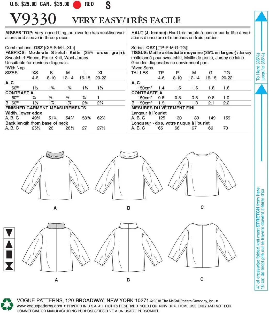 الگوهای خیاطی پیراهن زنانه بسیار آسان و گشاد McCall's V9330OSZ، سایزهای 4-22، سفید الگوهای خیاطی پیراهن زنانه بسیار آسان و گشاد McCall's V9330OSZ، سایزهای 4-22، سفید
