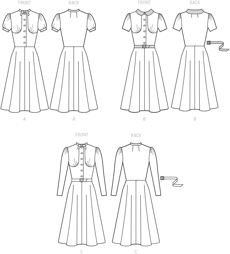 الگوی خیاطی لباس و کمربند زنانه وینتیج مک کالز، کد طراحی M8338، سایز 14-16-18-20-22، چند رنگ