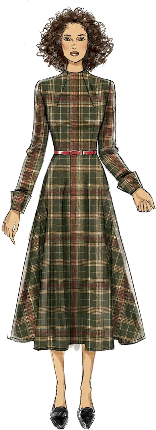 الگوهای خیاطی لباس زنانه آسان و نیمه آستر دار McCall's Vogue V9327E5، سایزهای 14-22، سفید