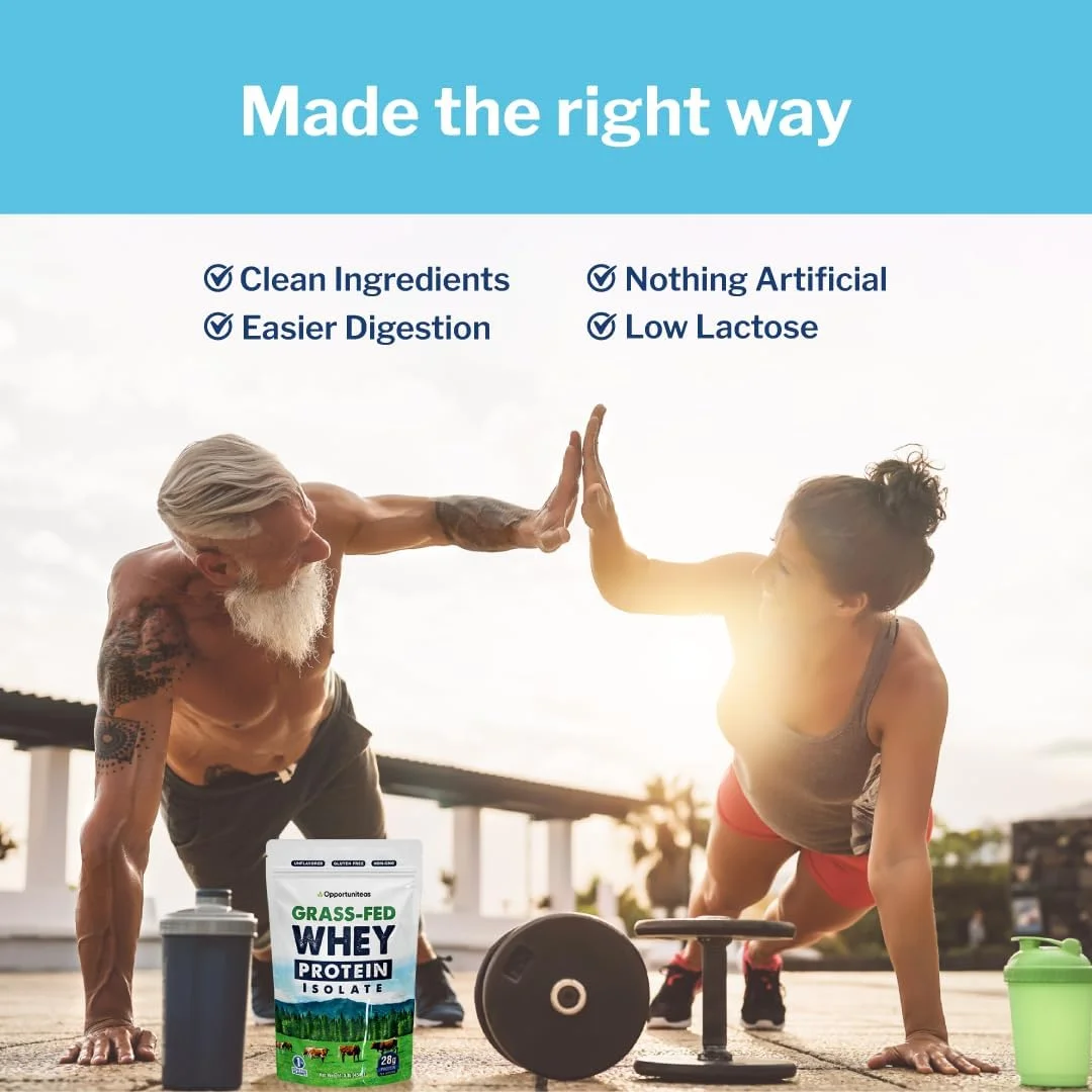 پودر پروتئین وی ایزوله تغذیه شده با علف Opportuniteas، طبیعی، بدون طعم، مخلوط آسان، غیر GMO و بدون گلوتن 0.5 کیلوگرم (454 گرم) پودر پروتئین وی ایزوله تغذیه شده با علف Opportuniteas، طبیعی، بدون طعم، مخلوط آسان، غیر GMO و بدون گلوتن 0.5 کیلوگرم (454 گرم)