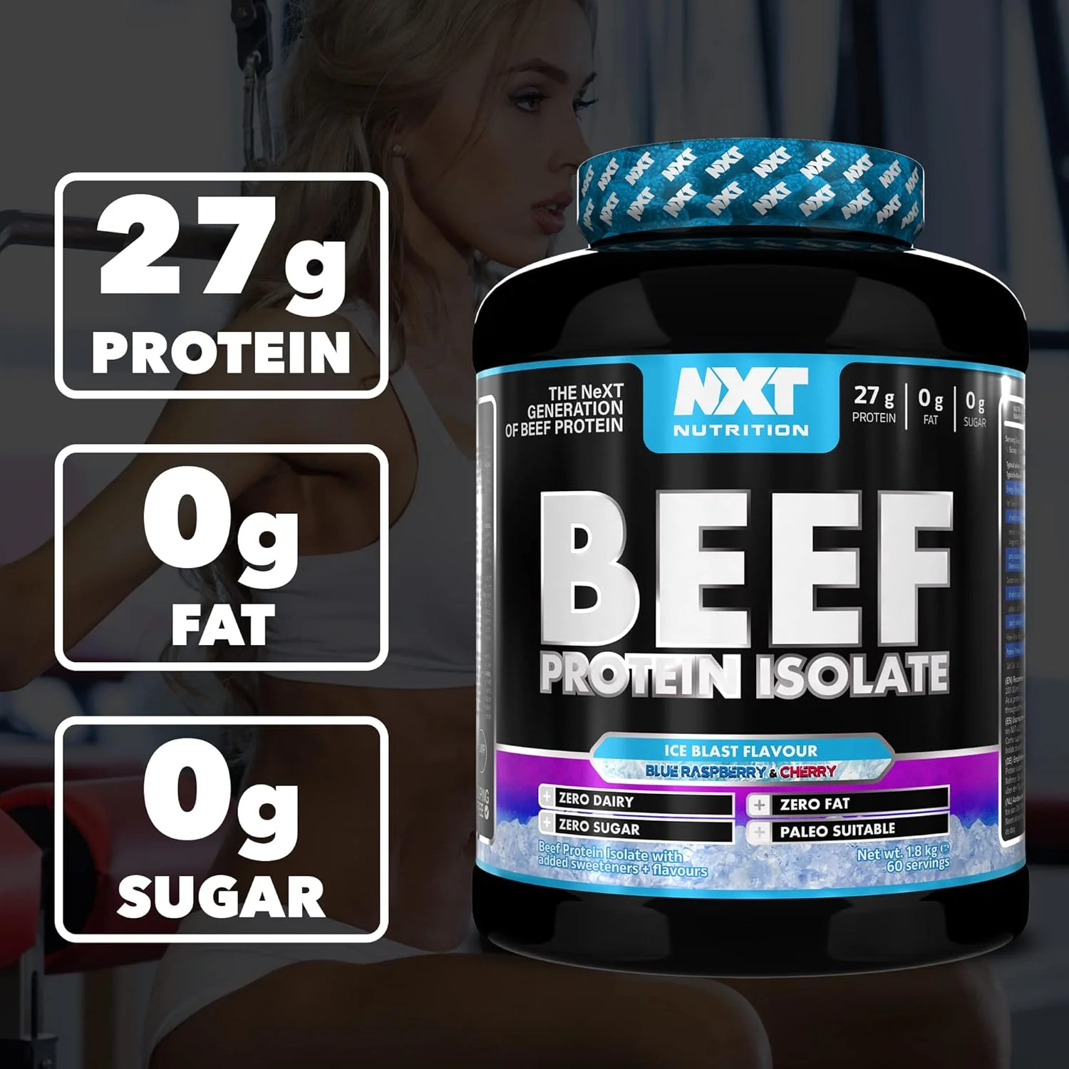 پروتئین ایزوله گوشت گاو NXT با طعم تمشک آبی و انفجار یخ گیلاس، 1.8 کیلوگرم، 60 سروینگ پروتئین ایزوله گوشت گاو NXT با طعم تمشک آبی و انفجار یخ گیلاس، 1.8 کیلوگرم، 60 سروینگ