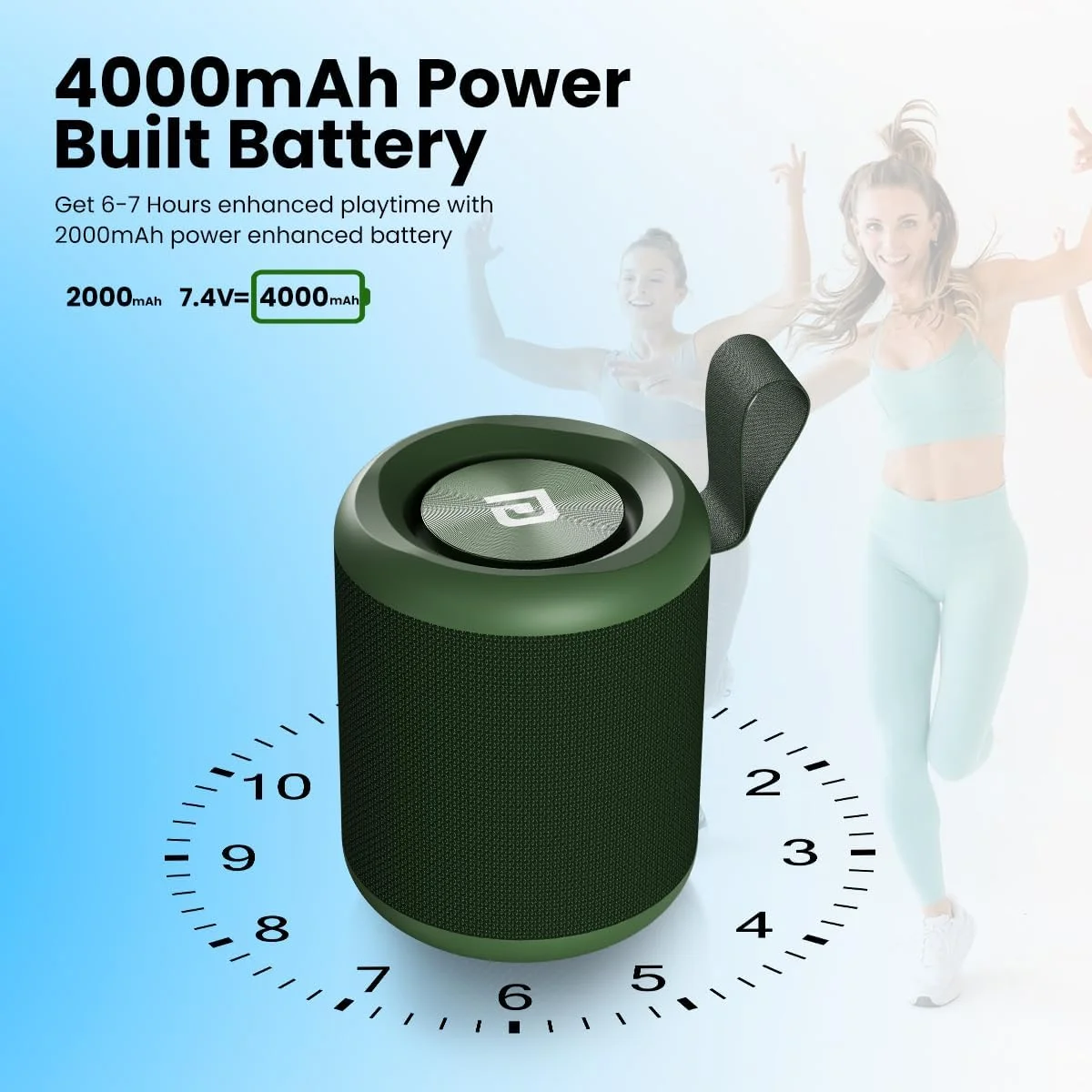 اسپیکر بلوتوثی قابل حمل 20 واتی پورتronics SoundDrum P با 6-7 ساعت پخش، تماس هندزفری، درگاه USB، درگاه Aux-in، شارژ Type C (سبز) اسپیکر بلوتوثی قابل حمل 20 واتی پورتronics SoundDrum P با 6-7 ساعت پخش، تماس هندزفری، درگاه USB، درگاه Aux-in، شارژ Type C (سبز)