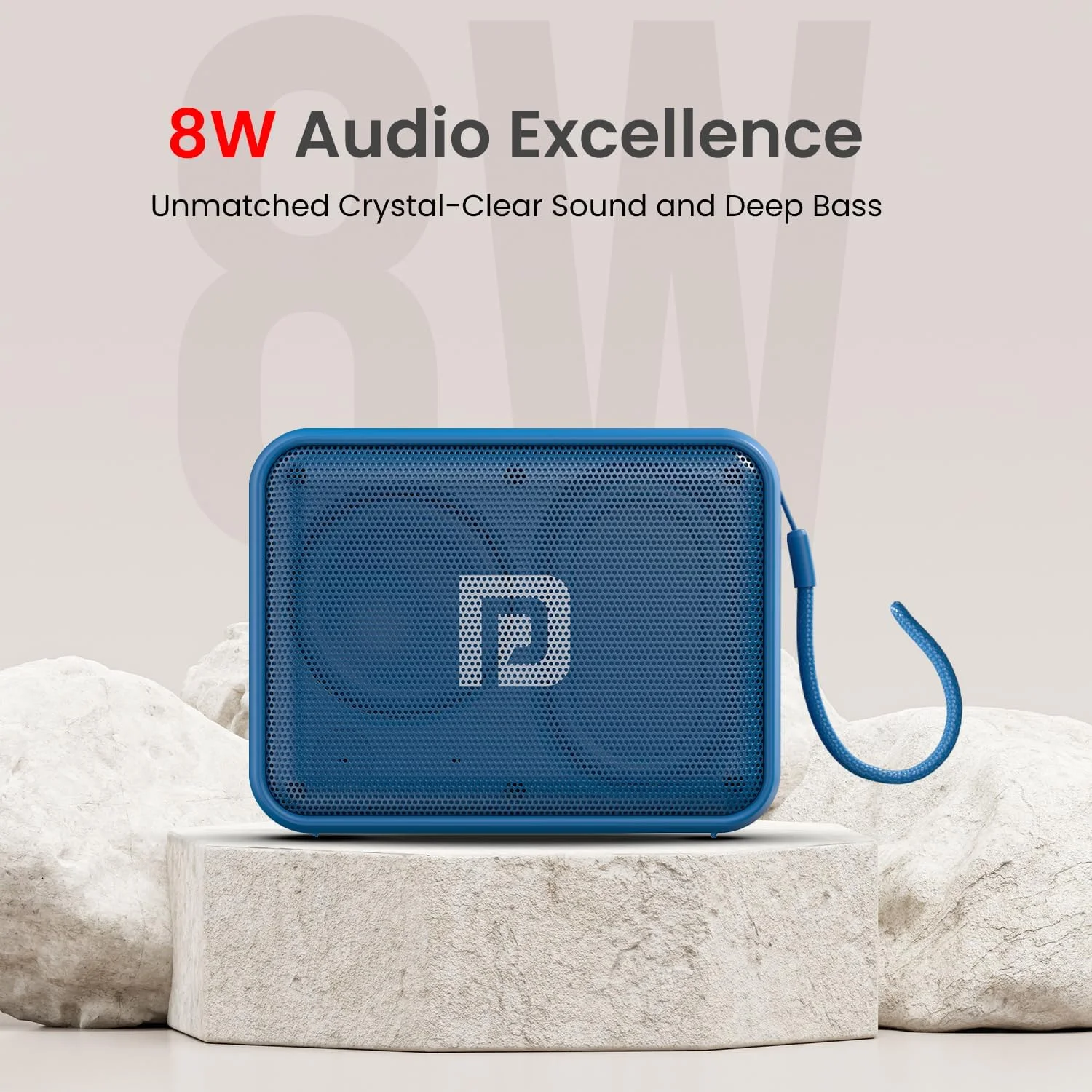 اسپیکر استریو بلوتوثی قابل حمل پورتronics Dynamo 5.0 با TWS، پخش موسیقی از USB و FM و صدای باس شفاف، 5 وات، آبی