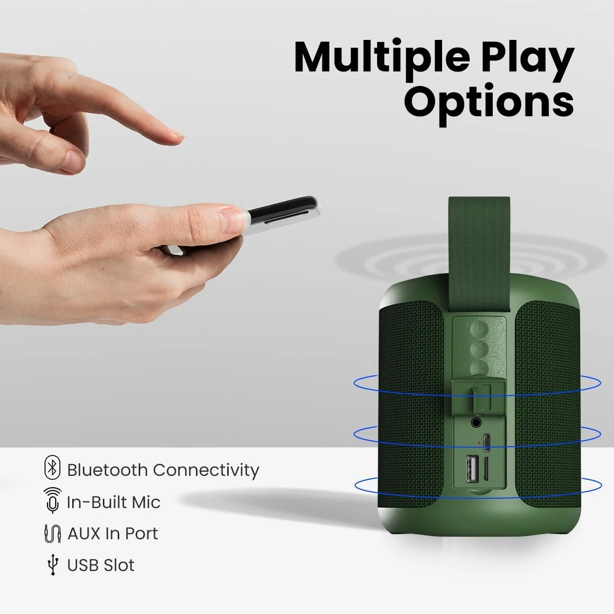 اسپیکر بلوتوثی قابل حمل 20 واتی پورتronics SoundDrum P با 6-7 ساعت پخش، تماس هندزفری، درگاه USB، درگاه Aux-in، شارژ Type C (سبز) اسپیکر بلوتوثی قابل حمل 20 واتی پورتronics SoundDrum P با 6-7 ساعت پخش، تماس هندزفری، درگاه USB، درگاه Aux-in، شارژ Type C (سبز)