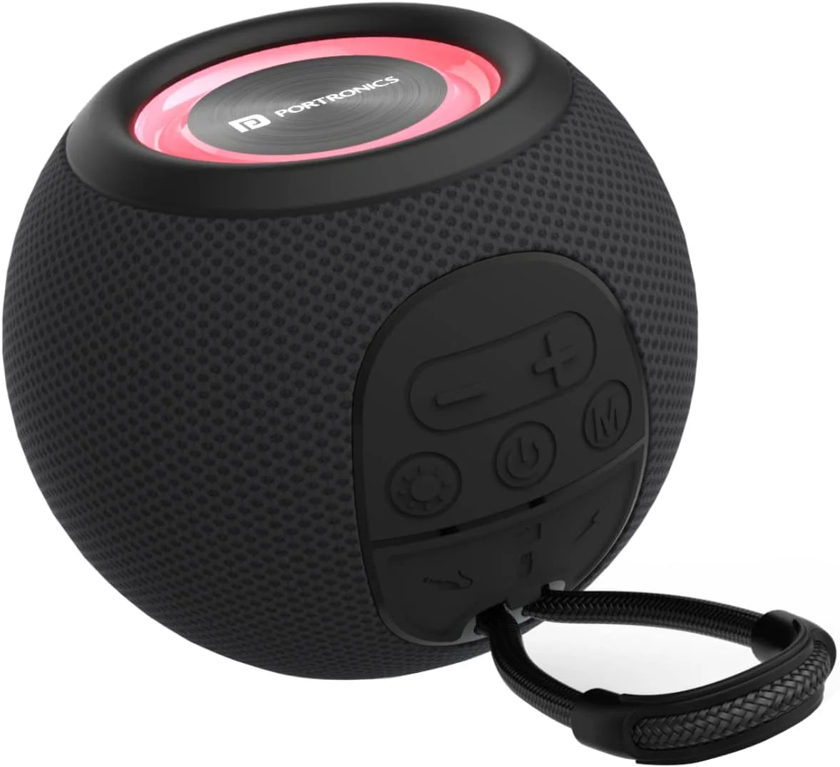 اسپیکر بلوتوثی بی سیم 5 واتی Portronics Resound با رادیو FM، عملکرد TWS، چراغ های LED چند رنگ، 6-8 ساعت پخش، مشکی