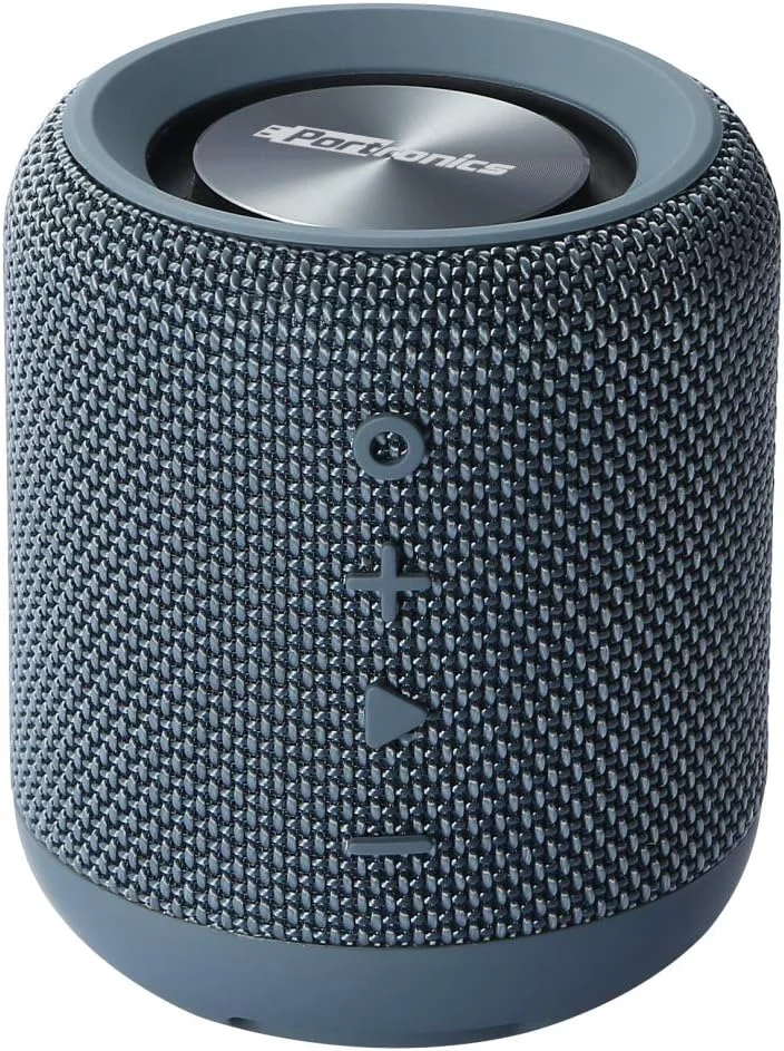 اسپیکر بلوتوثی استریو قابل حمل 10 واتی Portronics SoundDrum با باس قدرتمند، AUX 3.5 میلی‌متری، پخش موسیقی از طریق USB، میکروفون داخلی، FM داخلی، 6-7 ساعت پخش (آبی)