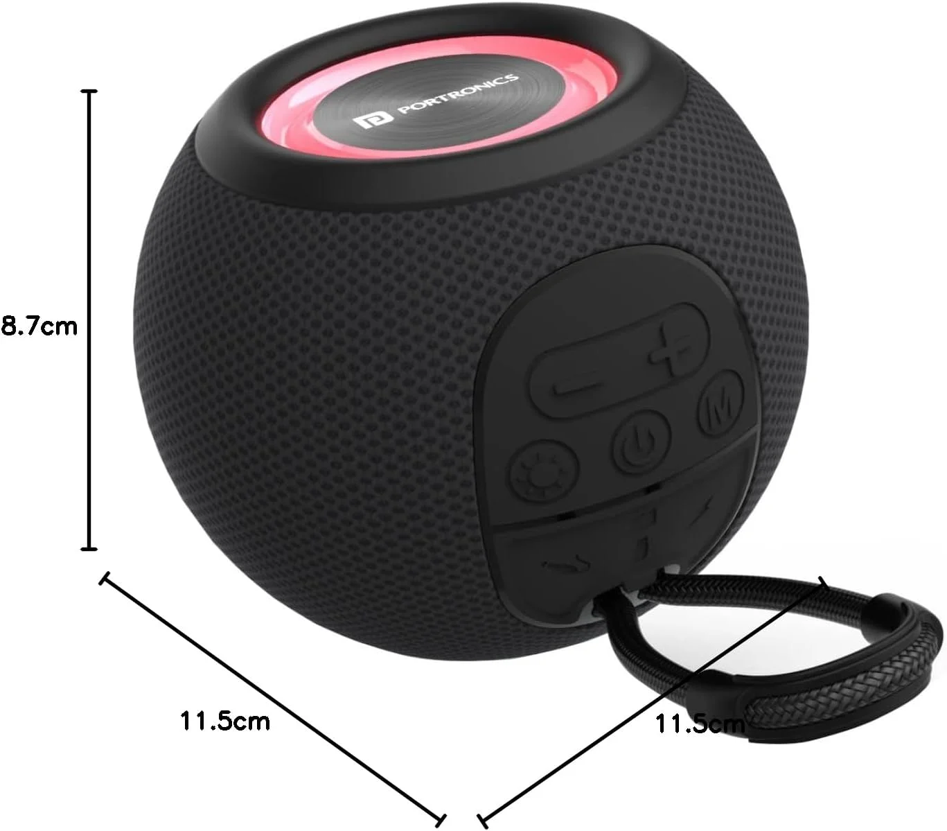 اسپیکر بلوتوثی بی سیم 5 واتی Portronics Resound با رادیو FM، عملکرد TWS، چراغ های LED چند رنگ، 6-8 ساعت پخش، مشکی اسپیکر بلوتوثی بی سیم 5 واتی Portronics Resound با رادیو FM، عملکرد TWS، چراغ های LED چند رنگ، 6-8 ساعت پخش، مشکی