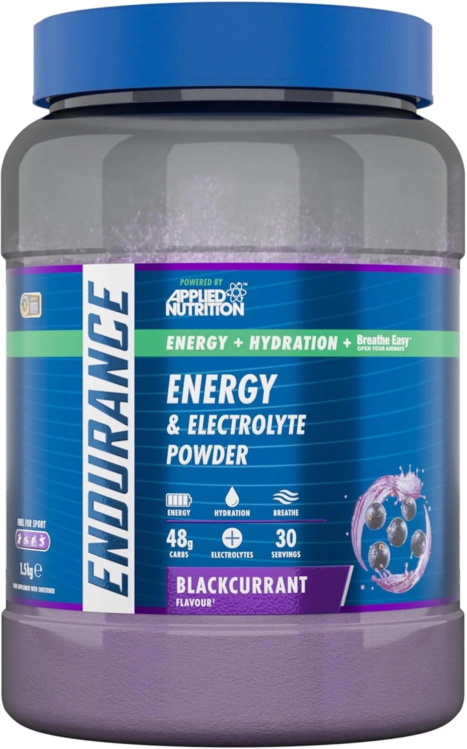 پودر نوشیدنی انرژی زا Applied Nutrition Endurance - Breathe، حاوی کربوهیدرات و الکترولیت برای انرژی سریع، فرمول تنفس آسان برای باز کردن راه های هوایی (1.5 کیلوگرم - 30 سروینگ) (بلک کارنت) پودر نوشیدنی انرژی زا Applied Nutrition Endurance - Breathe، حاوی کربوهیدرات و الکترولیت برای انرژی سریع، فرمول تنفس آسان برای باز کردن راه های هوایی (1.5 کیلوگرم - 30 سروینگ) (بلک کارنت)