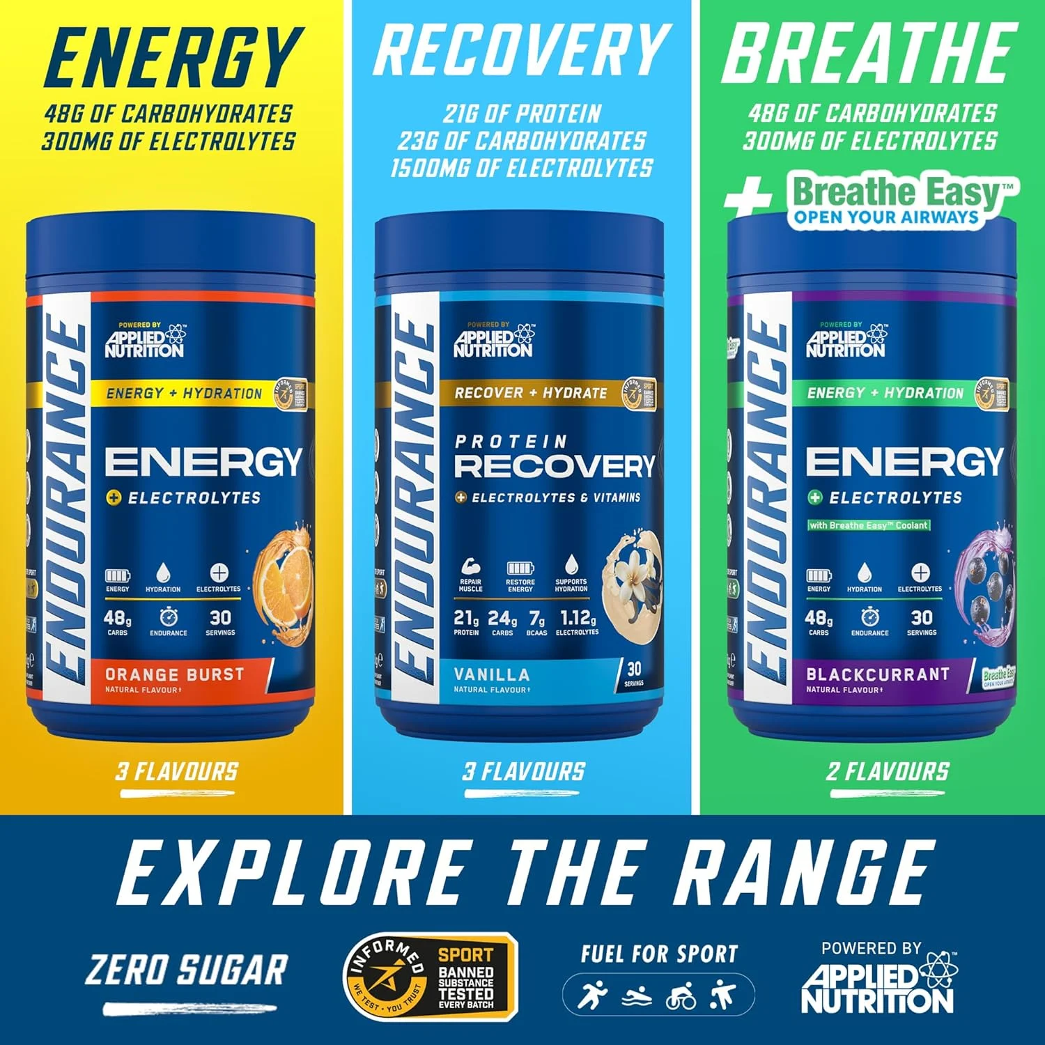 پودر نوشیدنی انرژی زا Applied Nutrition Endurance - Breathe، حاوی کربوهیدرات و الکترولیت برای انرژی سریع، فرمول تنفس آسان برای باز کردن راه های هوایی (1.5 کیلوگرم - 30 سروینگ) (بلک کارنت) پودر نوشیدنی انرژی زا Applied Nutrition Endurance - Breathe، حاوی کربوهیدرات و الکترولیت برای انرژی سریع، فرمول تنفس آسان برای باز کردن راه های هوایی (1.5 کیلوگرم - 30 سروینگ) (بلک کارنت)