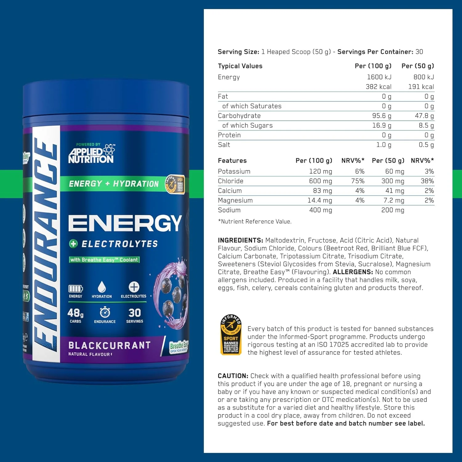 پودر نوشیدنی انرژی زا Applied Nutrition Endurance - Breathe، حاوی کربوهیدرات و الکترولیت برای انرژی سریع، فرمول تنفس آسان برای باز کردن راه های هوایی (1.5 کیلوگرم - 30 سروینگ) (بلک کارنت) پودر نوشیدنی انرژی زا Applied Nutrition Endurance - Breathe، حاوی کربوهیدرات و الکترولیت برای انرژی سریع، فرمول تنفس آسان برای باز کردن راه های هوایی (1.5 کیلوگرم - 30 سروینگ) (بلک کارنت)