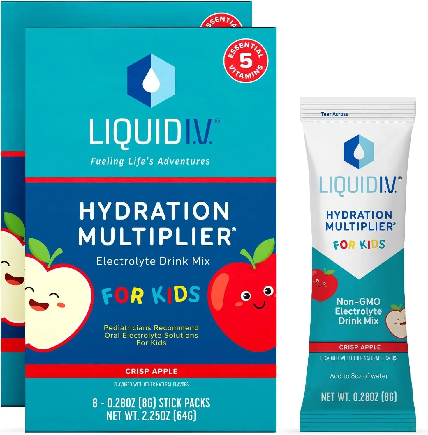 محلول آبرسان Liquid I.V.® Hydration Multiplier® +Kids - سیب قرمز ترد | پودر مخلوط نوشیدنی الکترولیت | 2 بسته (16 سروینگ) محلول آبرسان Liquid I.V.® Hydration Multiplier® +Kids - سیب قرمز ترد | پودر مخلوط نوشیدنی الکترولیت | 2 بسته (16 سروینگ)