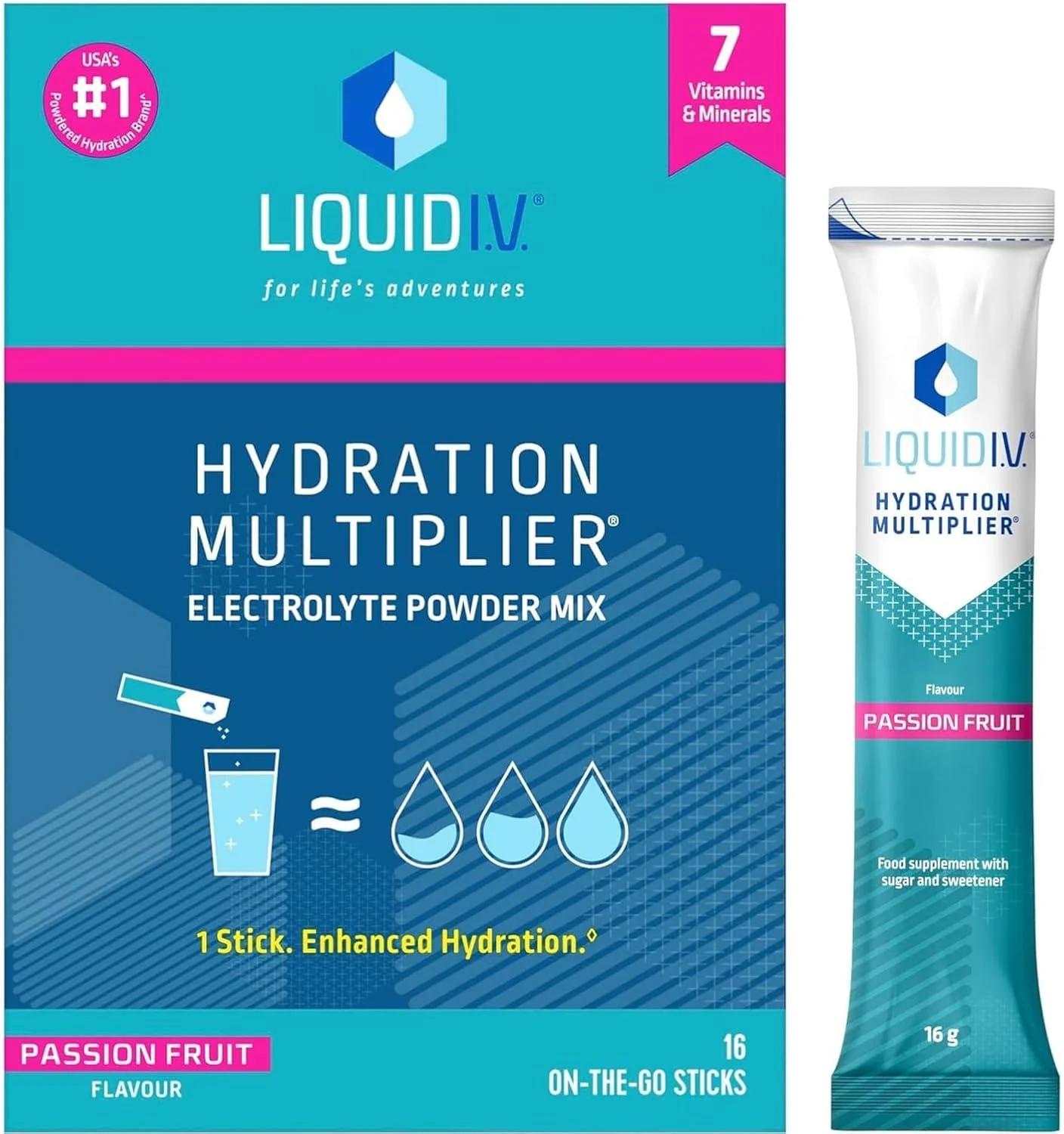 ساشه های آبرسان Liquid I.V. | پشن فروت | مخلوط پودر الکترولیت | 1 بسته (16 عدد) | 7 ویتامین و مواد معدنی | وگان ساشه های آبرسان Liquid I.V. | پشن فروت | مخلوط پودر الکترولیت | 1 بسته (16 عدد) | 7 ویتامین و مواد معدنی | وگان