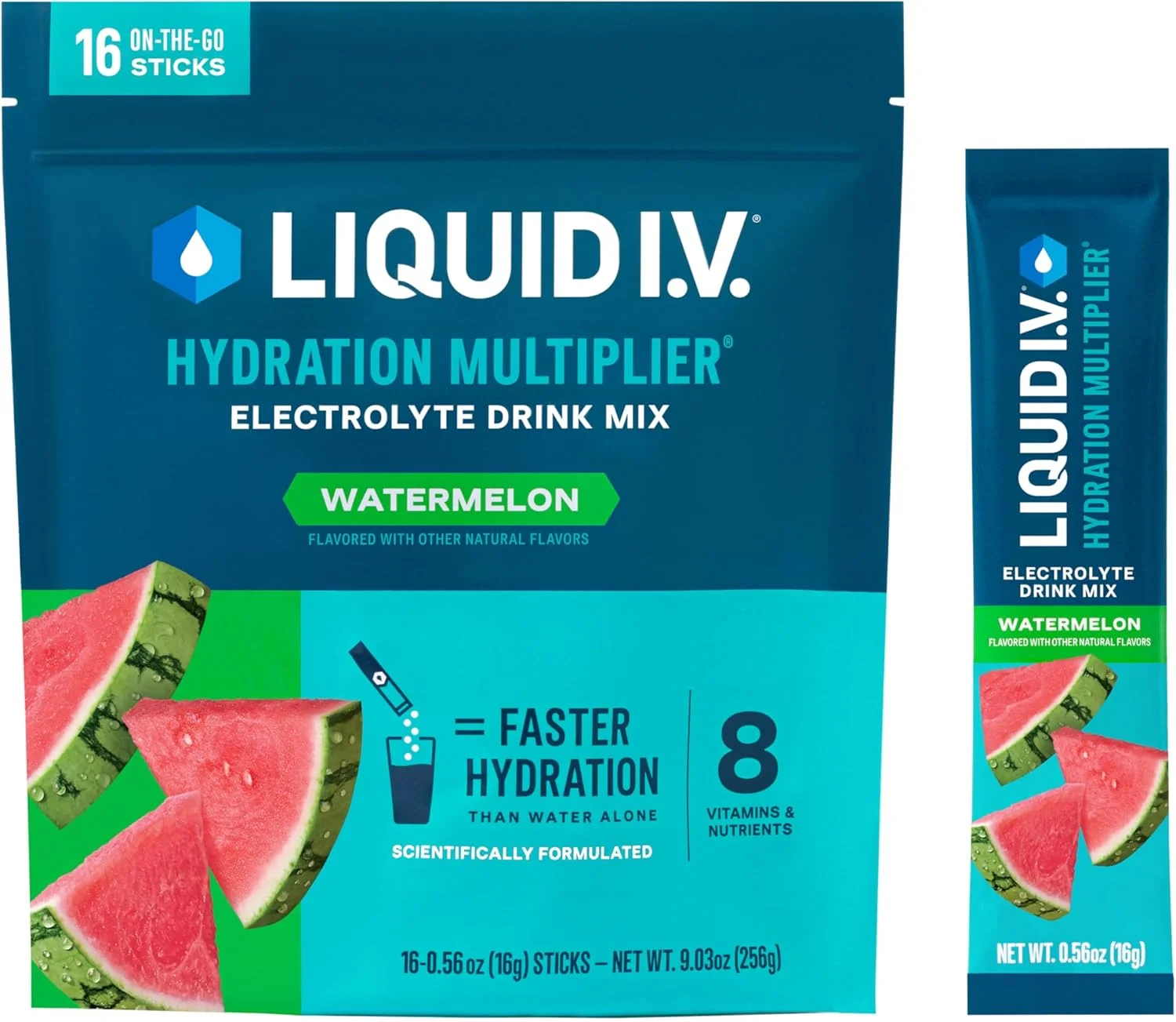 مخلوط پودر الکترولیت آبرسان Liquid I.V.® Hydration Multiplier® - طعم هندوانه | 1 بسته (16 سروینگ) مخلوط پودر الکترولیت آبرسان Liquid I.V.® Hydration Multiplier® - طعم هندوانه | 1 بسته (16 سروینگ)