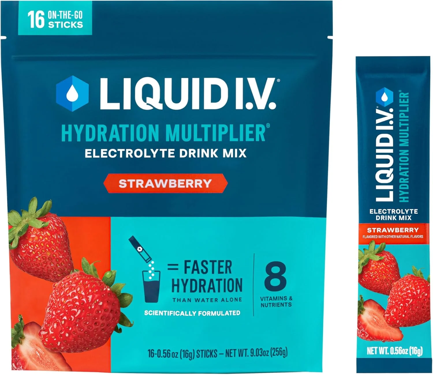 مخلوط نوشیدنی پودری الکترولیت Liquid I.V.® Hydration Multiplier - توت فرنگی | 1 بسته (16 سروینگ) مخلوط نوشیدنی پودری الکترولیت Liquid I.V.® Hydration Multiplier - توت فرنگی | 1 بسته (16 سروینگ)