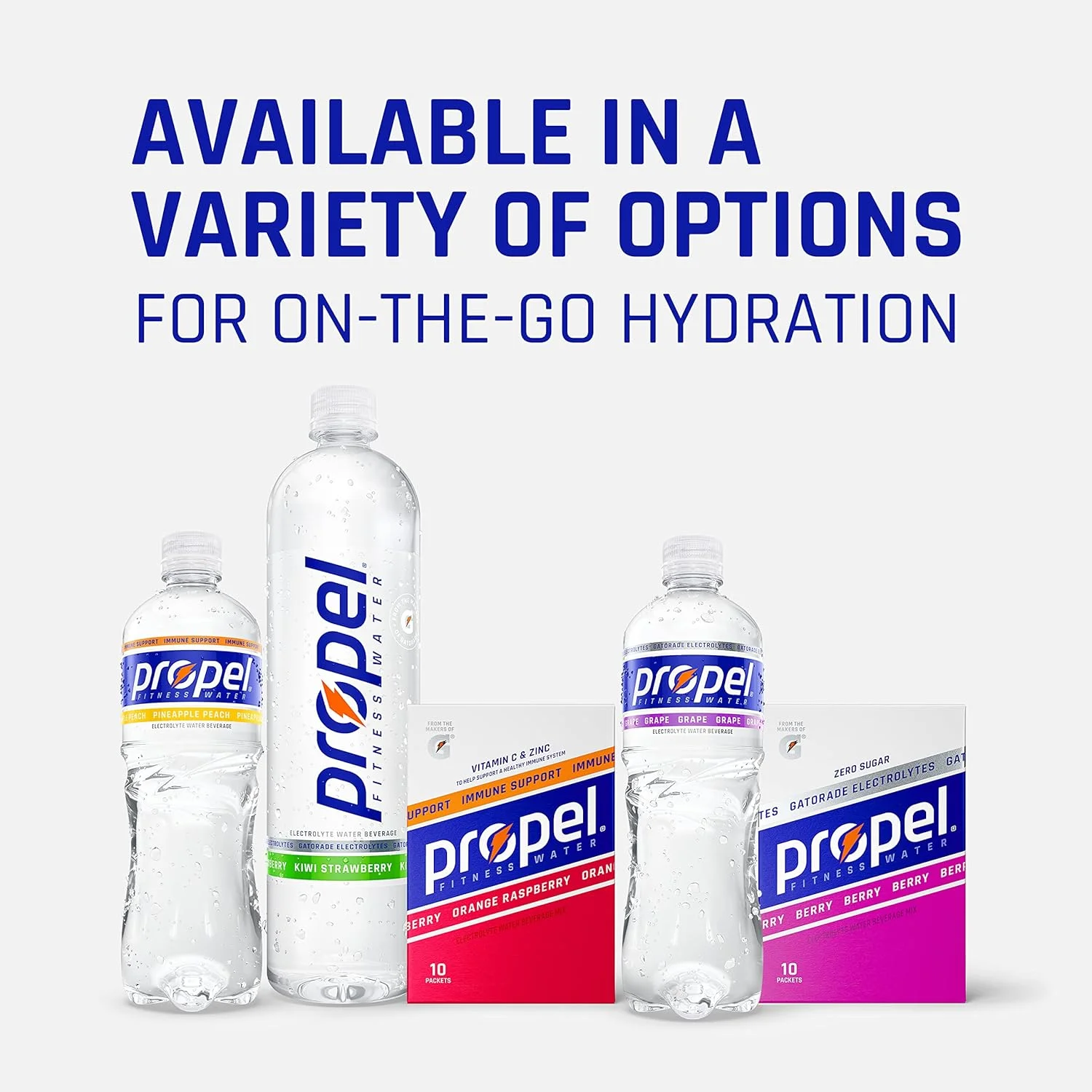 پودر الکترولیت و ویتامین بدون شکر با طعم لیمو Propel، 2.2 گرم (بسته 10 عددی) پودر الکترولیت و ویتامین بدون شکر با طعم لیمو Propel، 2.2 گرم (بسته 10 عددی)