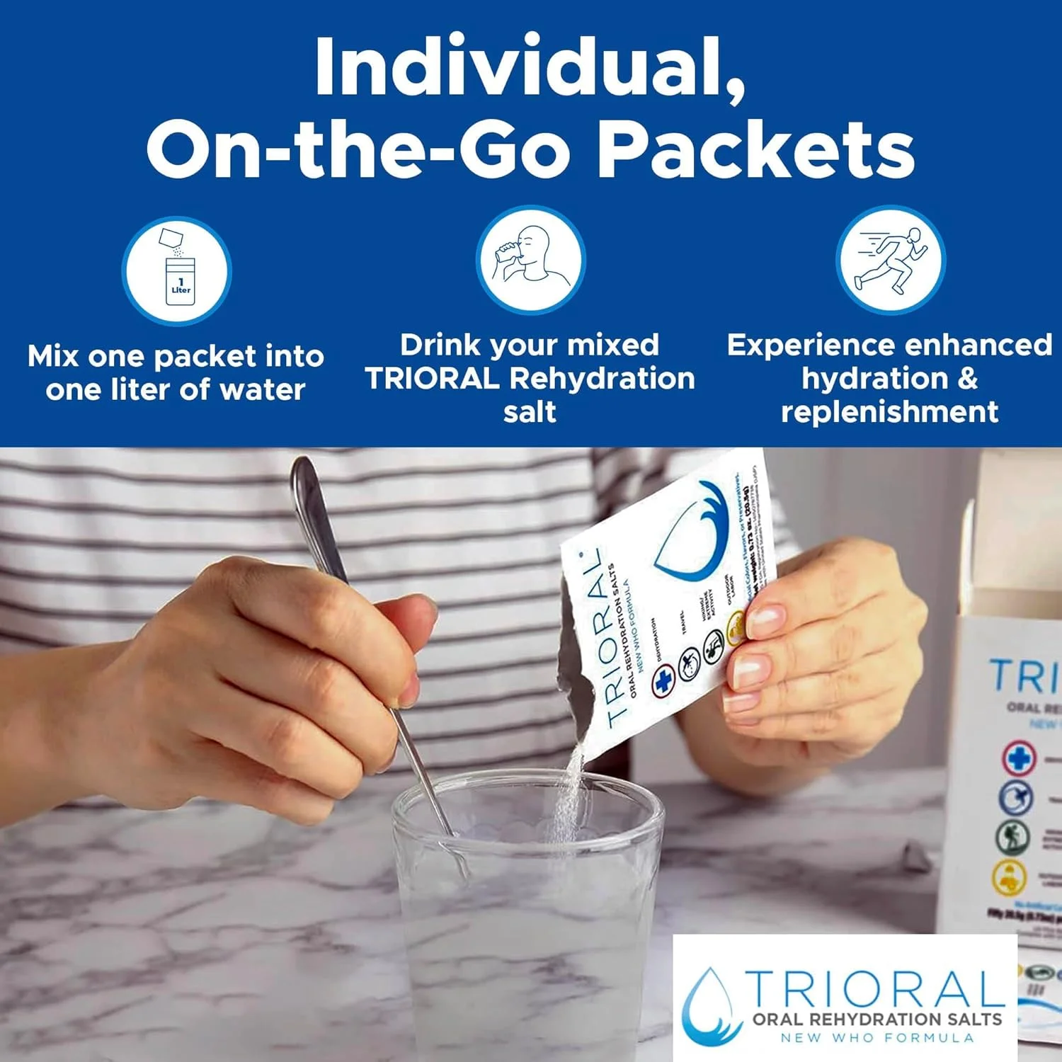 پودر الکترولیت آبرسان TRIORAL (100 بسته) - محلول آبرسانی سریع، فرمول آبرسانی ضروری، مبارزه با کم آبی ناشی از تمرینات، ورزش و موارد دیگر، کیت کمک های اولیه، ملزومات سفر، بسته های مخلوط نوشیدنی پودر الکترولیت آبرسان TRIORAL (100 بسته) - محلول آبرسانی سریع، فرمول آبرسانی ضروری، مبارزه با کم آبی ناشی از تمرینات، ورزش و موارد دیگر، کیت کمک های اولیه، ملزومات سفر، بسته های مخلوط نوشیدنی