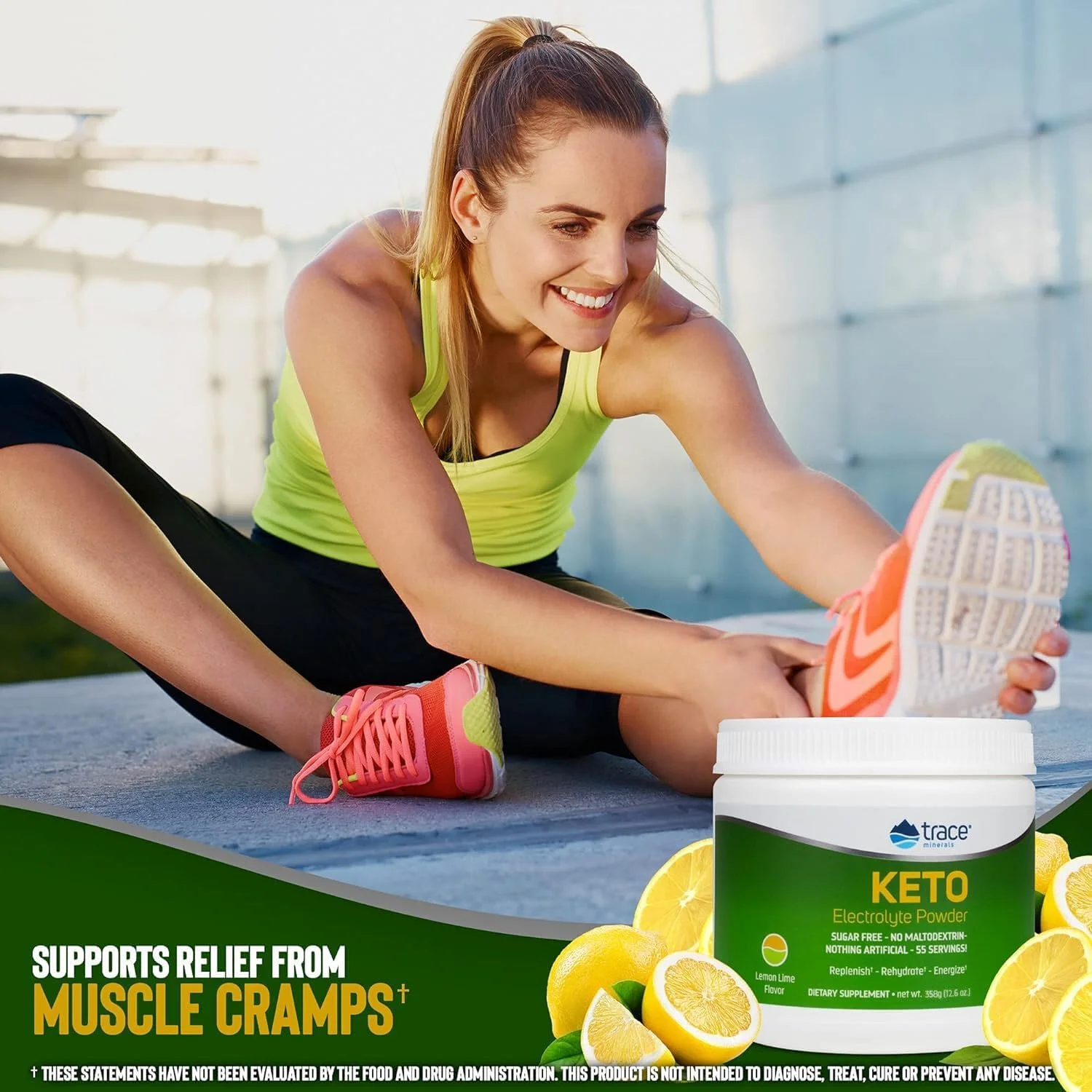پودر الکترولیت کتو با طعم لیمو ترش Trace Minerals، 330 گرم پودر الکترولیت کتو با طعم لیمو ترش Trace Minerals، 330 گرم