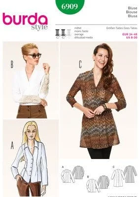 الگوی خیاطی زنانه بوردا 6909 - بلوزهای زنانه سایز: 36-48 الگوی خیاطی زنانه بوردا 6909 - بلوزهای زنانه سایز: 36-48