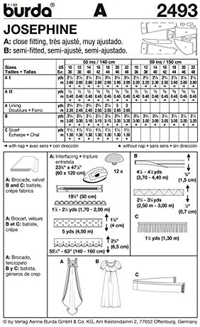 الگوی خیاطی بردا 2493 Josephine ~ لباس مجلسی امپراطوری زنانه، سایز 38-50 الگوی خیاطی بردا 2493 Josephine ~ لباس مجلسی امپراطوری زنانه، سایز 38-50