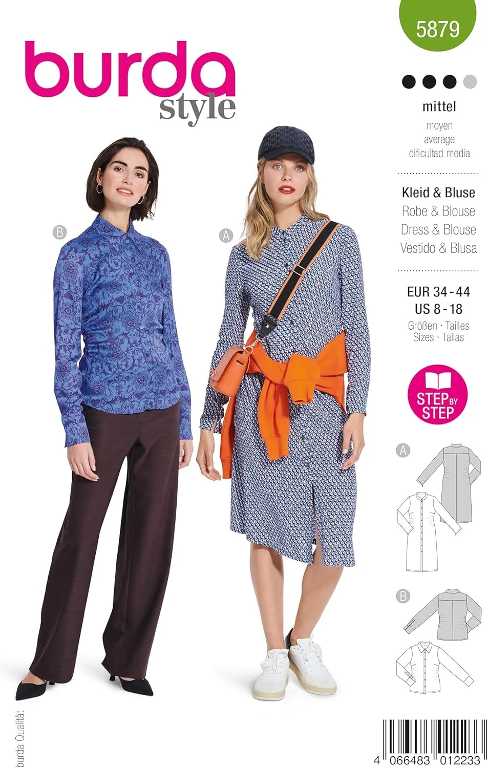 الگوی خیاطی بردا 5879 - الگوی خیاطی 5879 - پیراهن و بلوز [سایز بانوان 36-46] سطح 3 متوسط