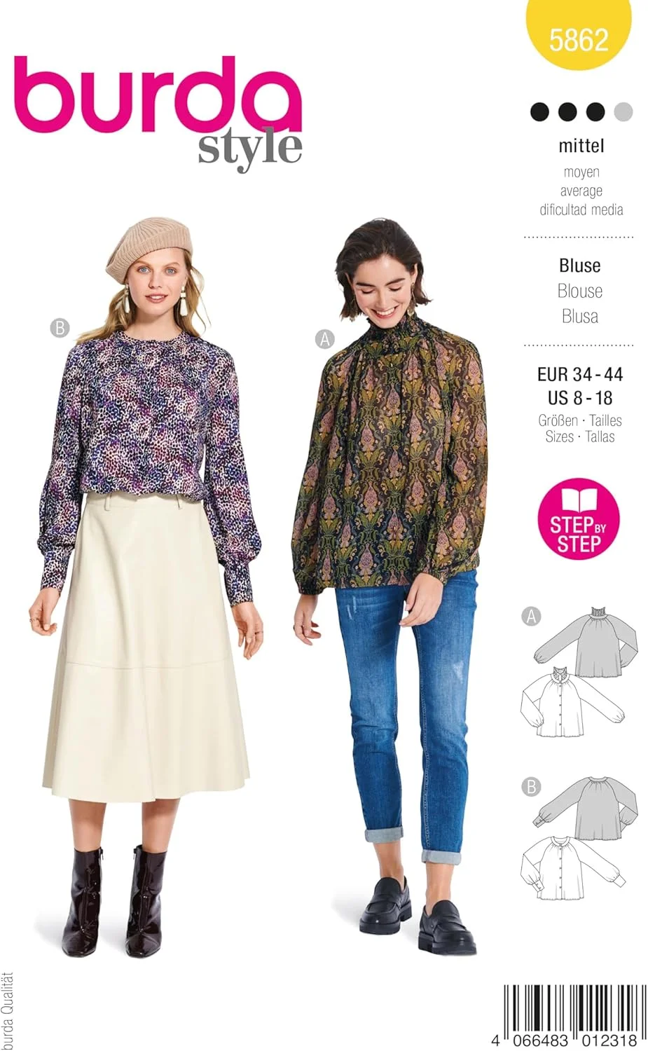 الگوی خیاطی بوردا 5862 بلوز زنانه سایز 6-18 سطح 3 متوسط الگوی خیاطی بوردا 5862 بلوز زنانه سایز 6-18 سطح 3 متوسط