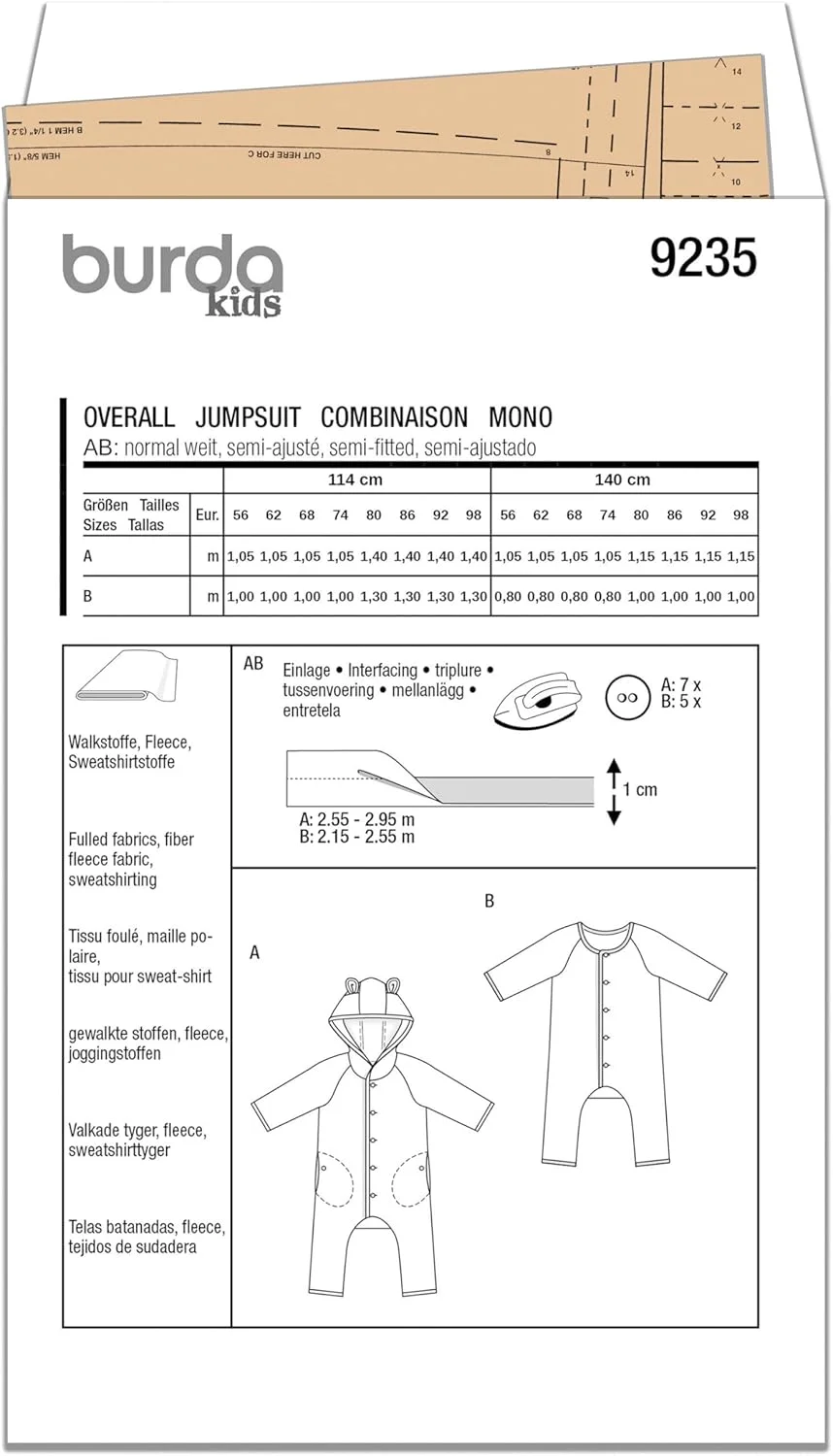 الگوی خیاطی Burda Style B9235 برای جامپسوت نوزاد الگوی خیاطی Burda Style B9235 برای جامپسوت نوزاد