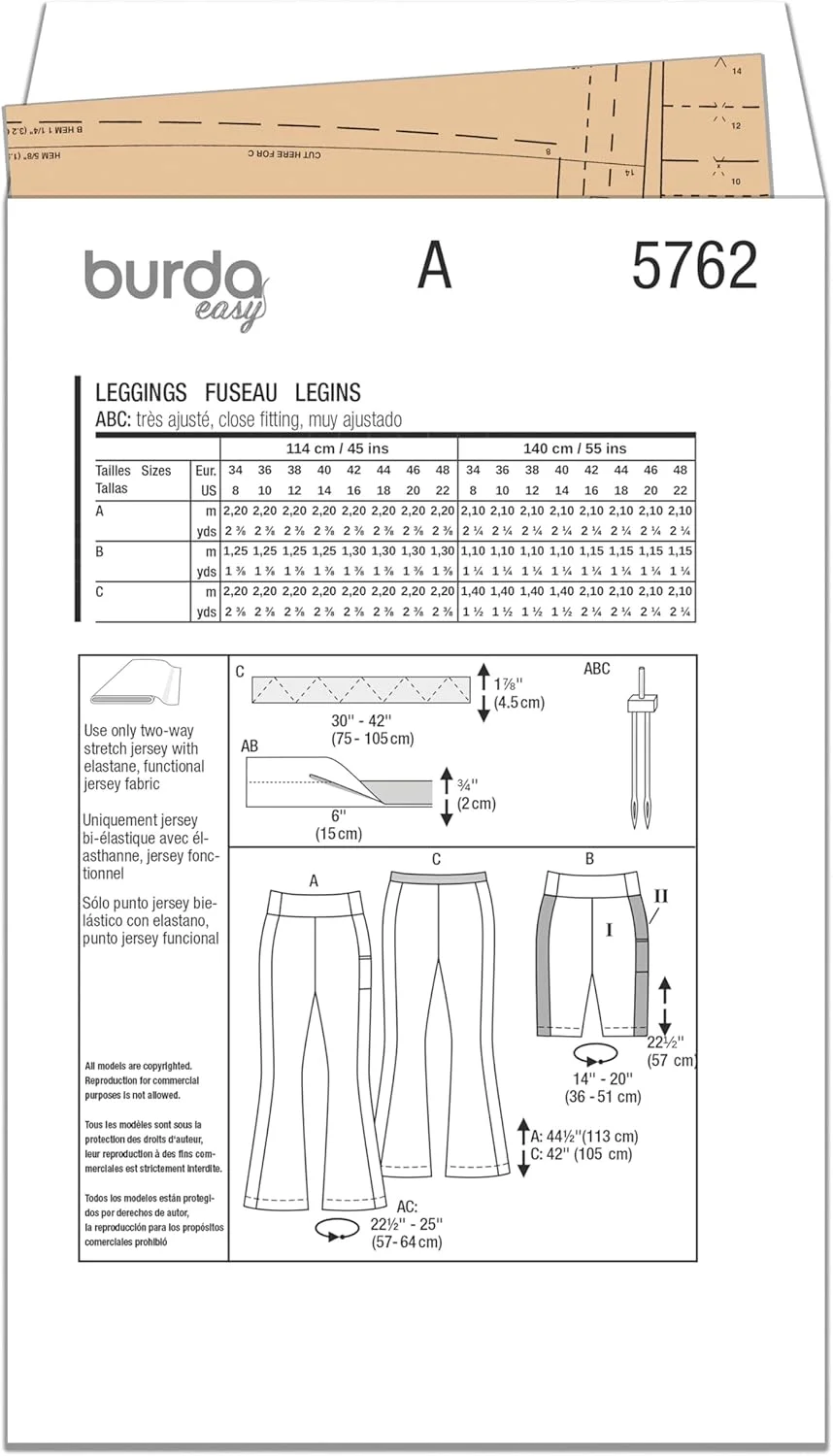 الگوی خیاطی بردا استایل B5762 - لگینگ زنانه الگوی خیاطی بردا استایل B5762 - لگینگ زنانه
