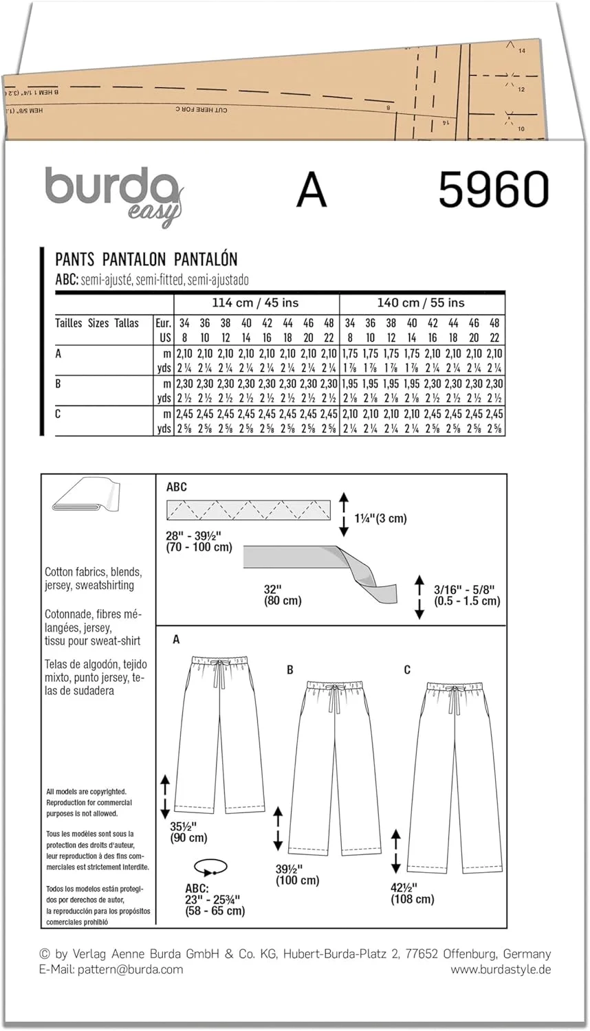 الگوی خیاطی بردا استایل B5960، شلوار زنانه الگوی خیاطی بردا استایل B5960، شلوار زنانه