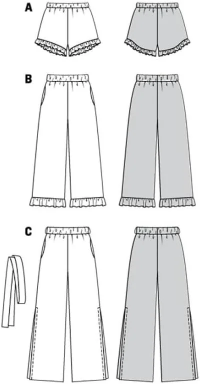 الگوی خیاطی بردا استایل B6199 - شلوار و شلوارک زنانه کشی