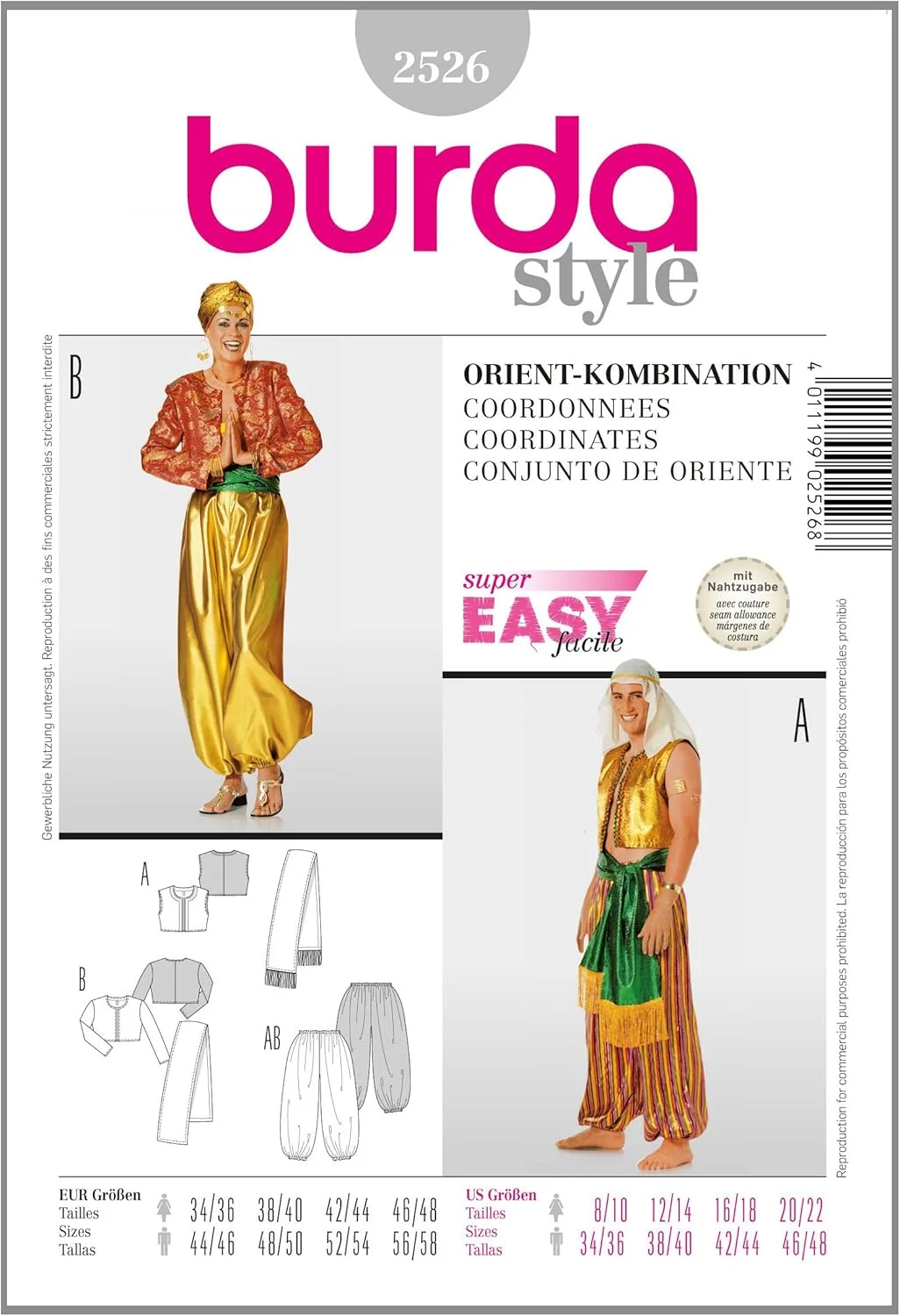 الگوی خیاطی بوردا 2526 ترکیب شرقی برای آقا و خانم سایز D 6-18 و H 16-20 الگوی خیاطی بوردا 2526 ترکیب شرقی برای آقا و خانم سایز D 6-18 و H 16-20