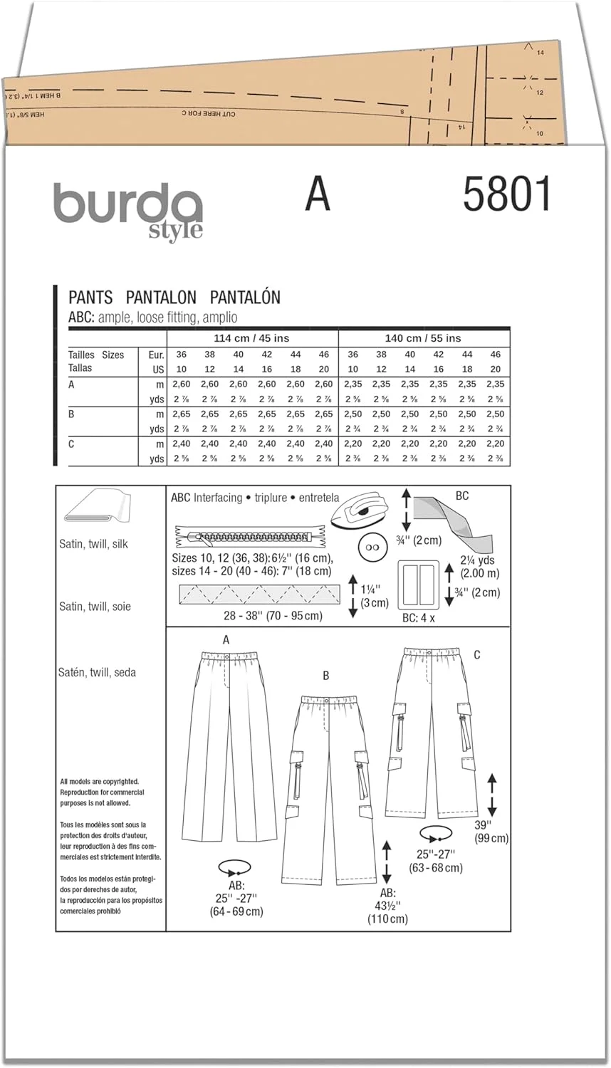 الگوی خیاطی بردا استایل B5801 - شلوار زنانه الگوی خیاطی بردا استایل B5801 - شلوار زنانه