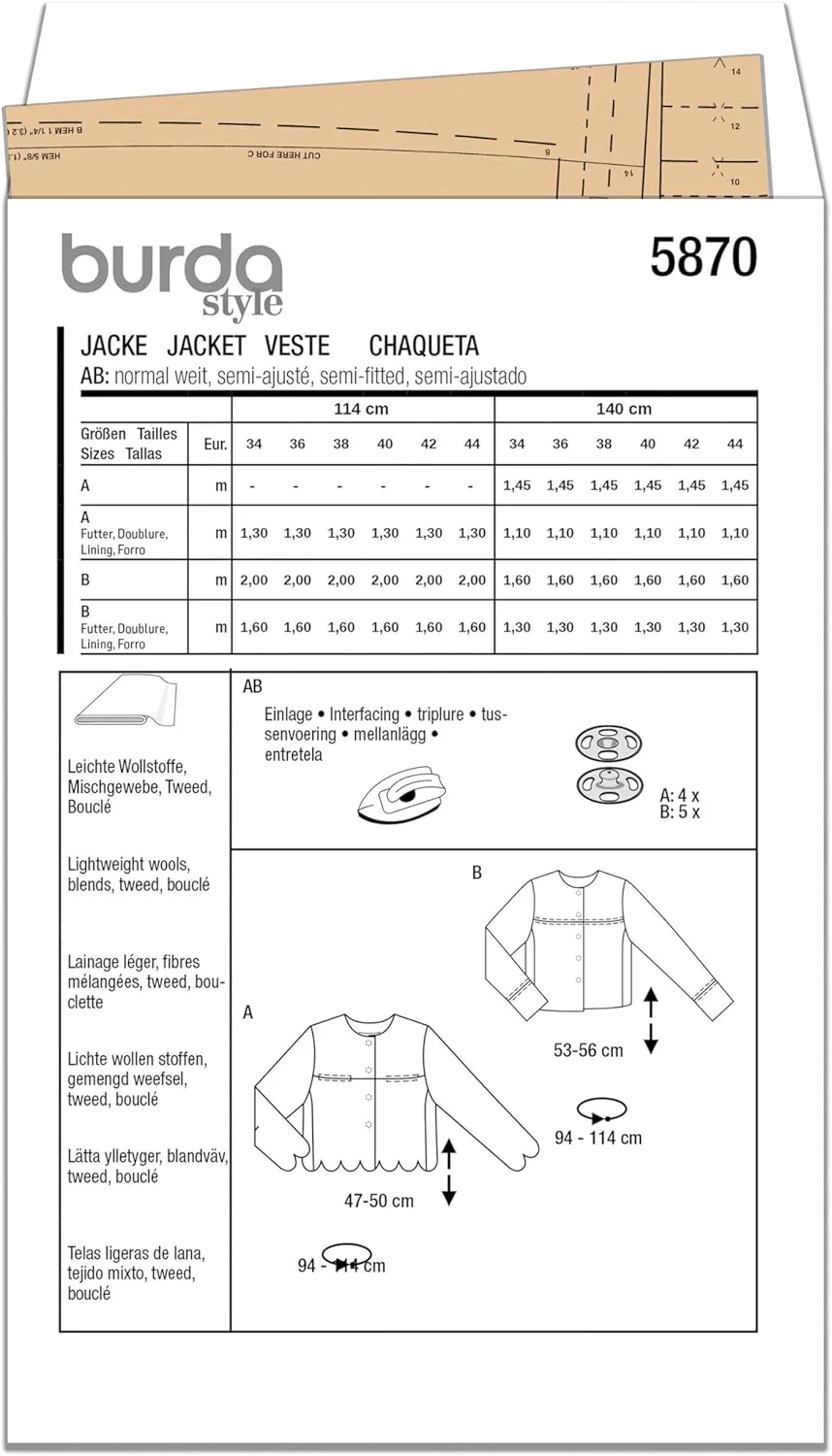 الگوی خیاطی بوردا استایل B5870 - ژاکت زنانه