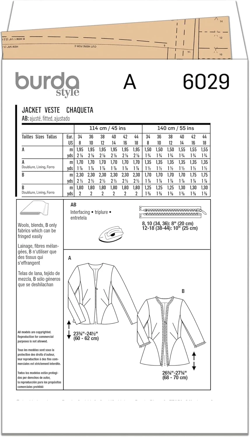 الگوی خیاطی بوردا استایل B6029 کت زنانه الگوی خیاطی بوردا استایل B6029 کت زنانه