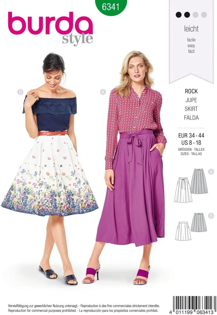 الگوی خیاطی بوردا استایل شماره 6341 دامن پلیسه زنانه میدی سایز 36-46