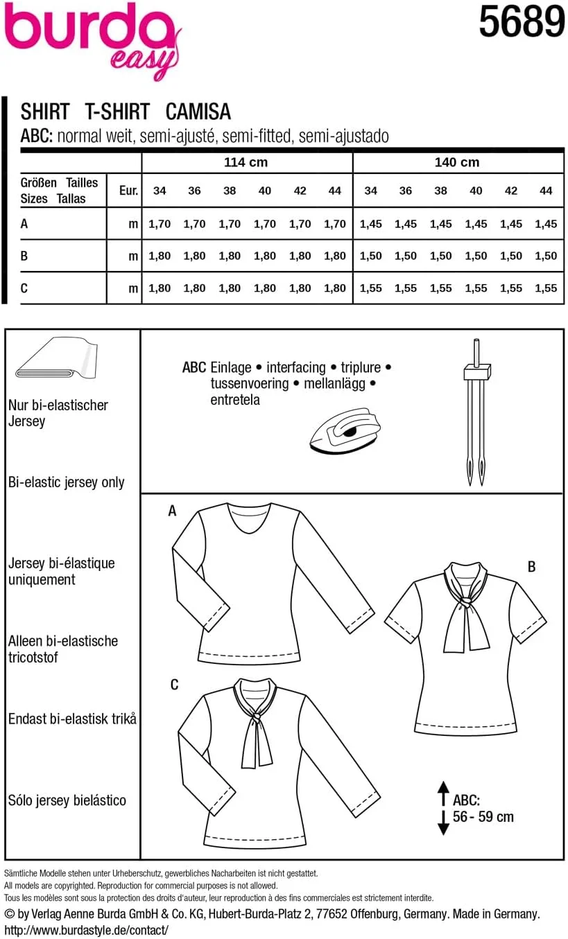 الگوی خیاطی آسان بوردا شماره 5689، پیراهن زنانه سایز 36 تا 46 الگوی خیاطی آسان بوردا شماره 5689، پیراهن زنانه سایز 36 تا 46