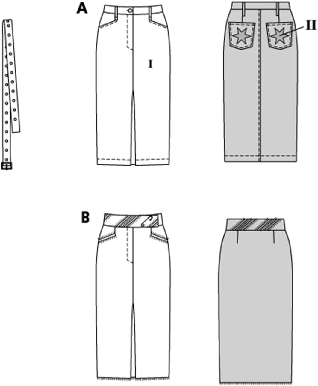 الگوی خیاطی دامن جین زنانه مدل Burda Style #5715 با چاک، سایزهای 36 تا 48 الگوی خیاطی دامن جین زنانه مدل Burda Style #5715 با چاک، سایزهای 36 تا 48