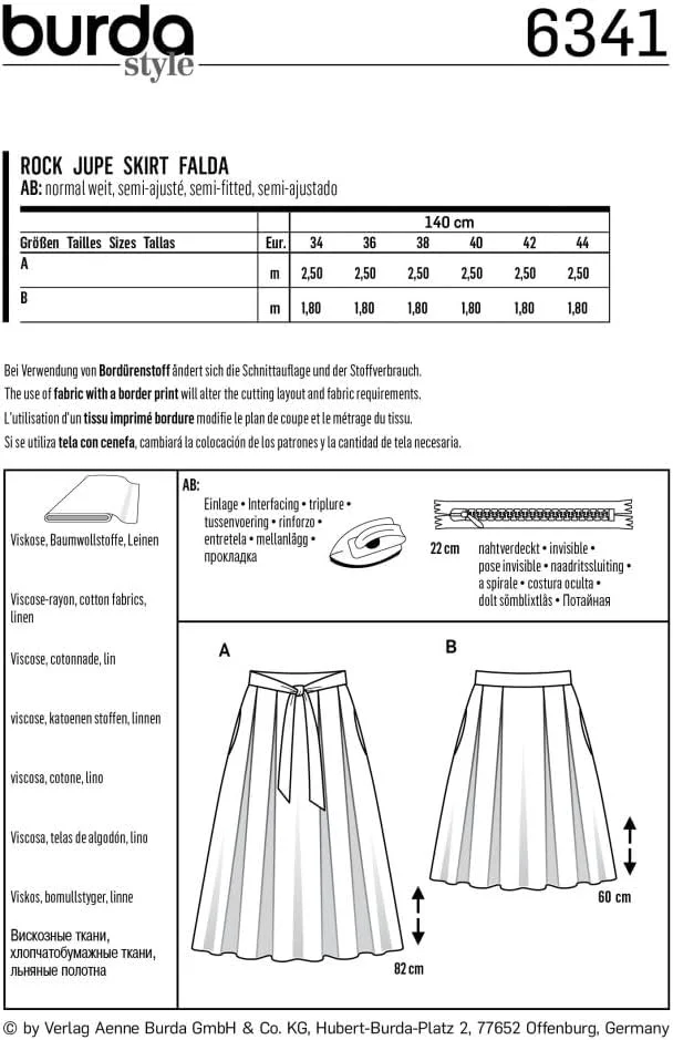 الگوی خیاطی بوردا استایل شماره 6341 دامن پلیسه زنانه میدی سایز 36-46 الگوی خیاطی بوردا استایل شماره 6341 دامن پلیسه زنانه میدی سایز 36-46