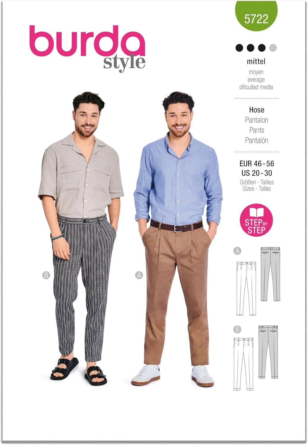 الگوی خیاطی مردانه بردا استایل مدل B5722 - شلوار مردانه