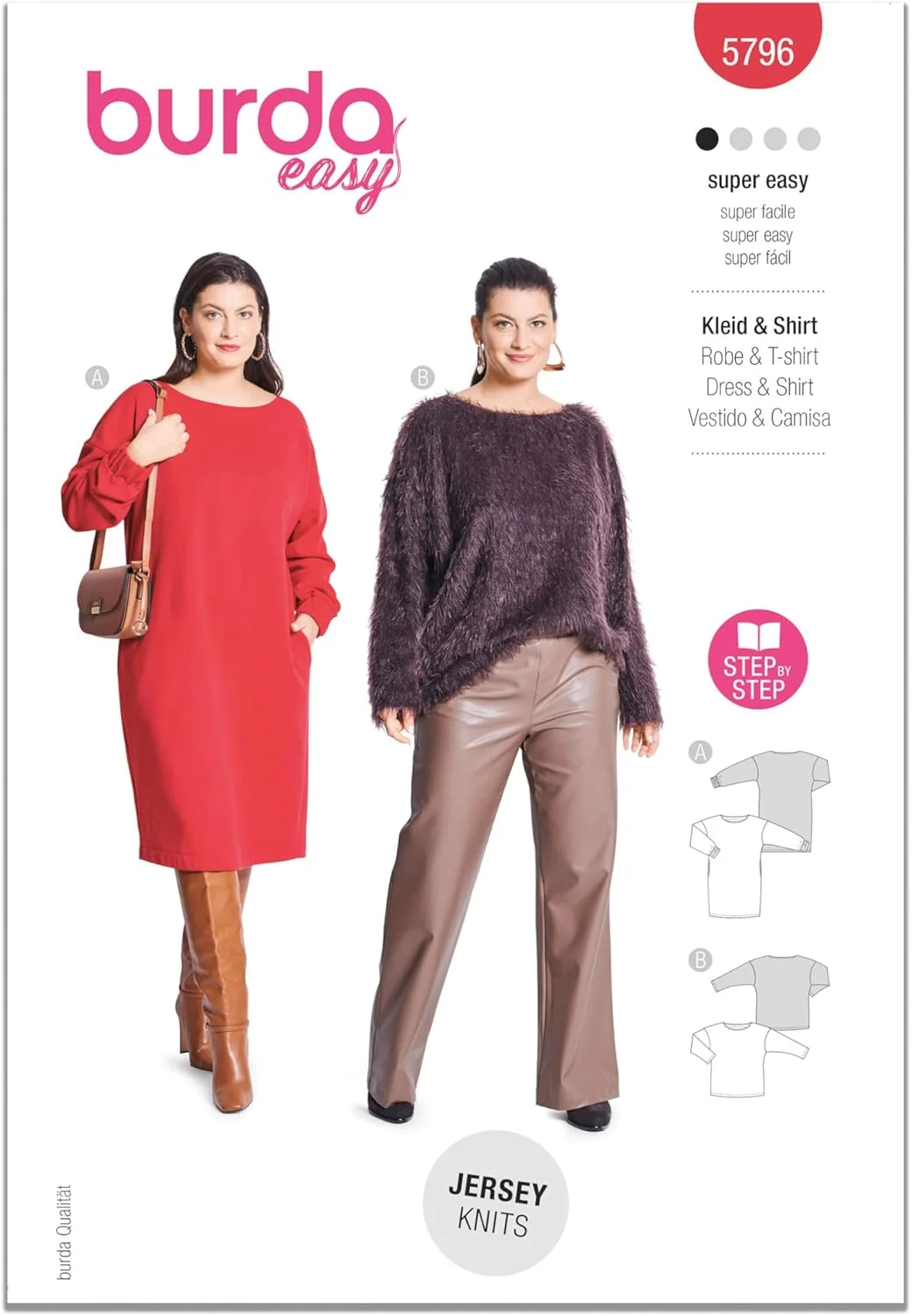 الگوی خیاطی بوردا استایل B5796، لباس و تاپ زنانه