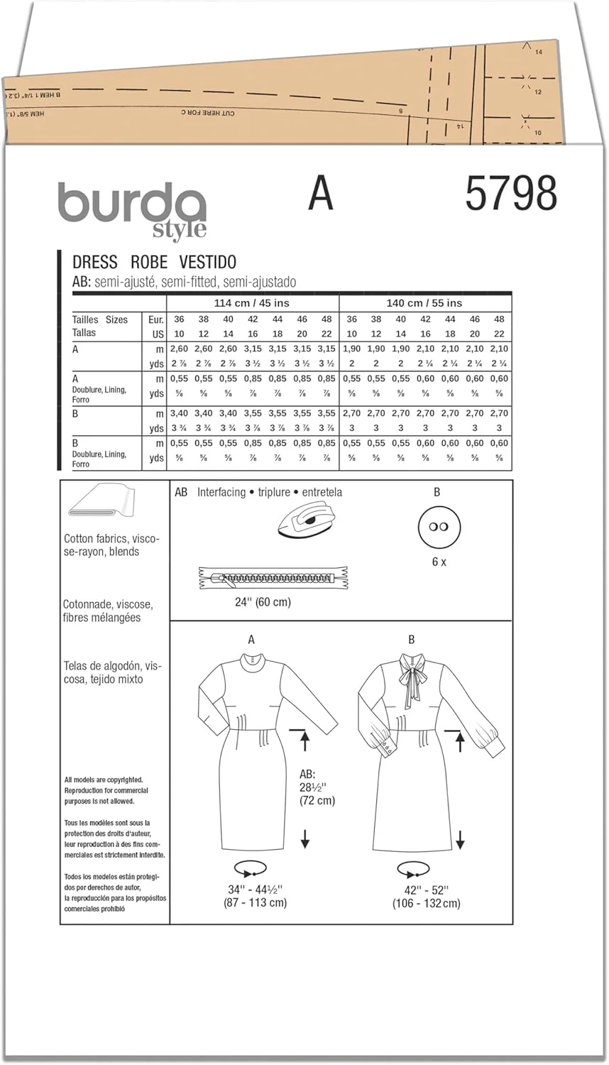 الگوی خیاطی بوردا استایل B5798 - لباس زنانه