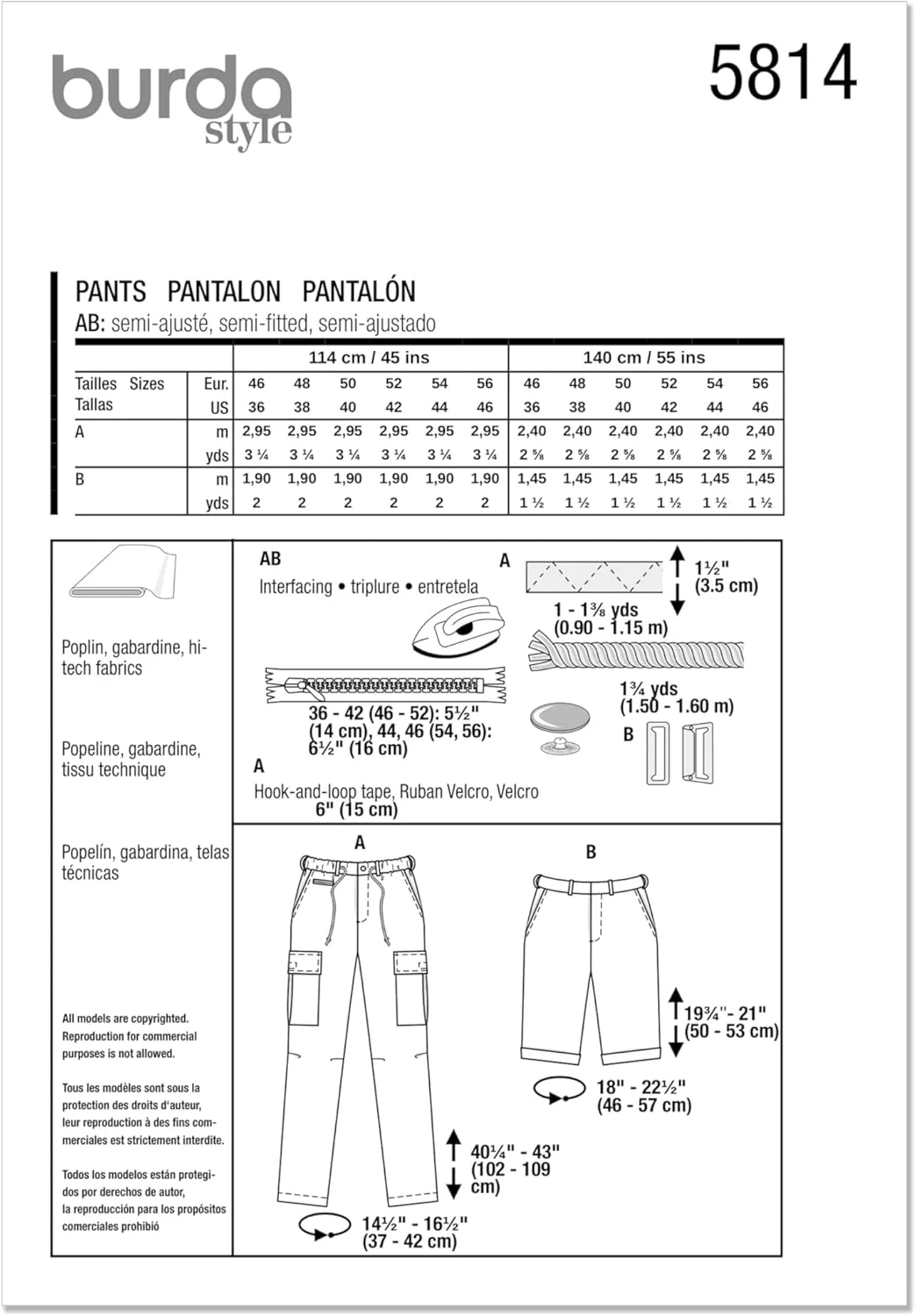 الگوی خیاطی مردانه Burda Style B5814 - شلوار