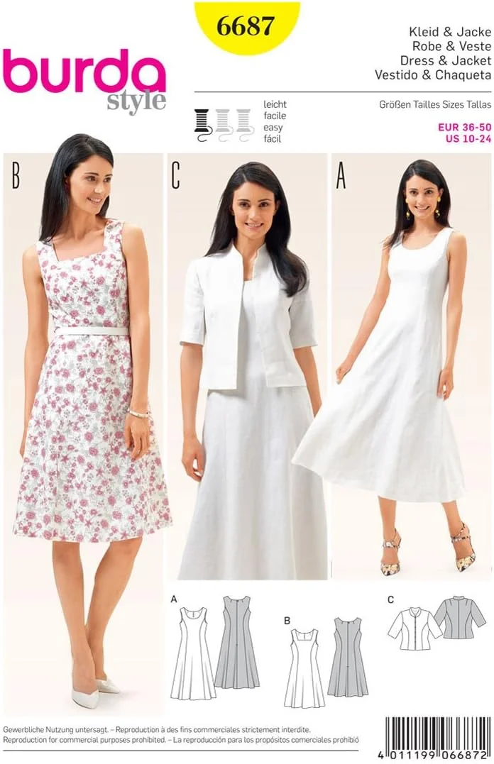 الگوی خیاطی لباس و بلوز مدل بوردا b6687، کاغذ سفید، سایز 19x13x1 سانتی متر